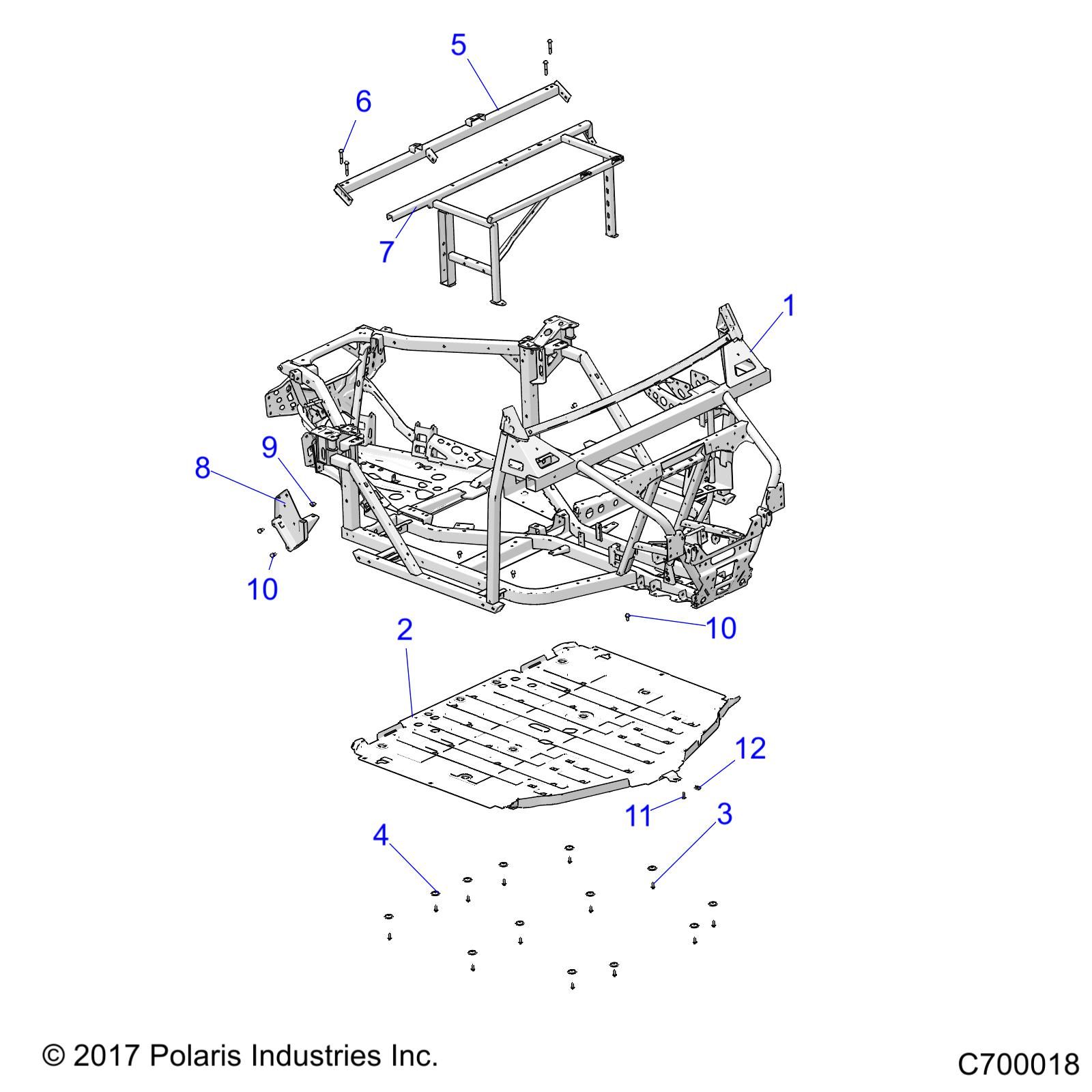 CHASSIS MAIN FRAME AND SKID PLATES POUR RANGER XP 1000 NSTR ULTIMATE TRAIL BOSS R02 2023