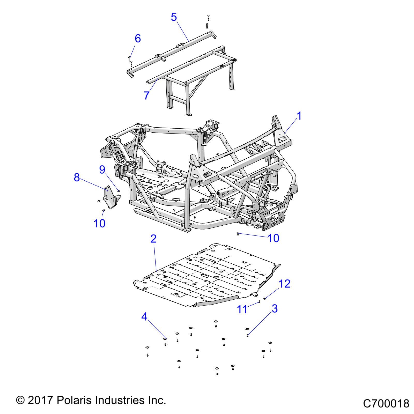 CHASSIS MAIN FRAME AND SKID PLATES POUR RANGER XP 1000 EU5 3PC INT L R01 2023