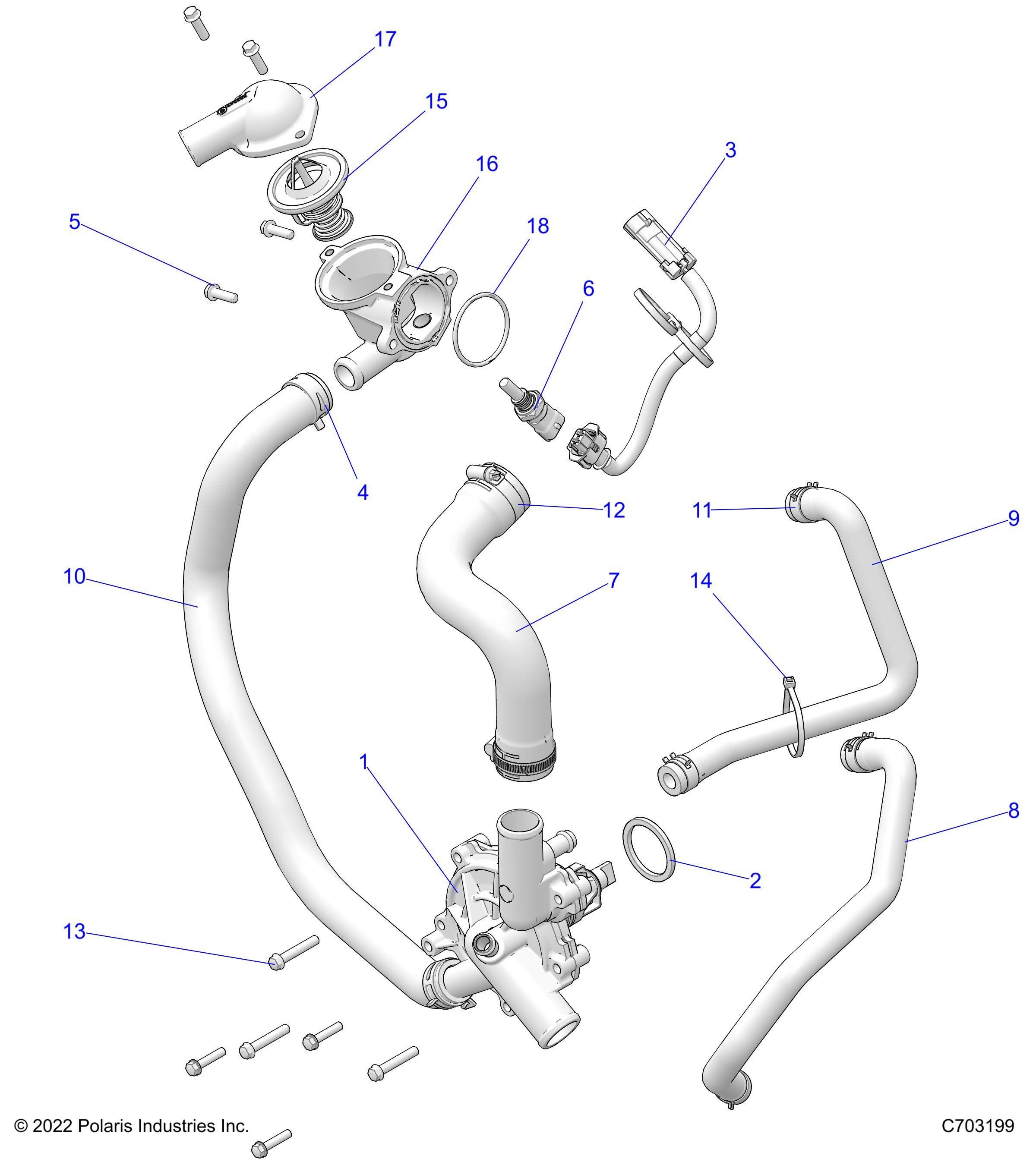 MOTEUR POMPE A EAU ET BYPASS POUR RZR XP 1000 SPORT R01 2023