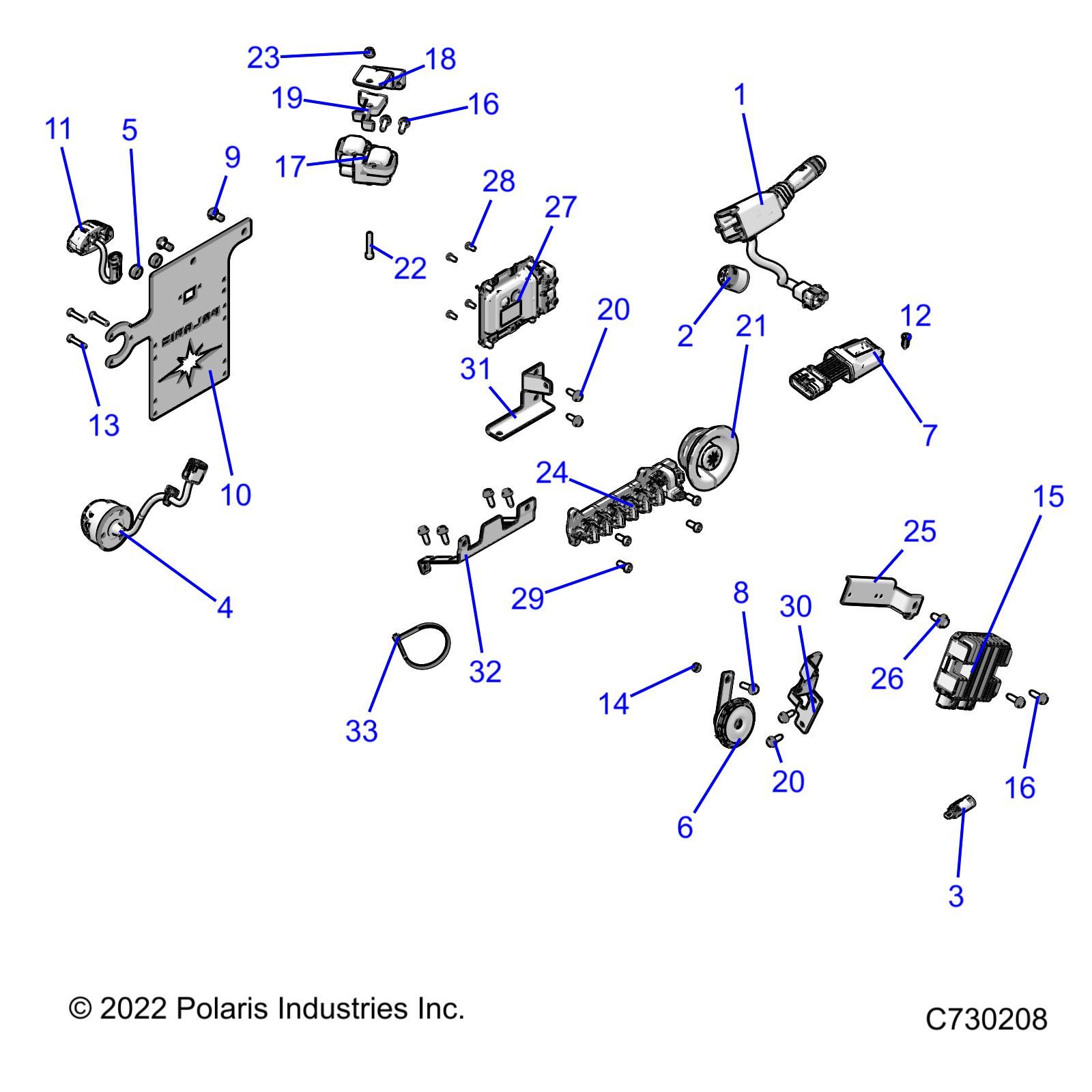 ELECTRICAL WIRE HARNESS COMPONENTS AND LICENSE PLATE POUR RANGER XP 1000 EPS 2022