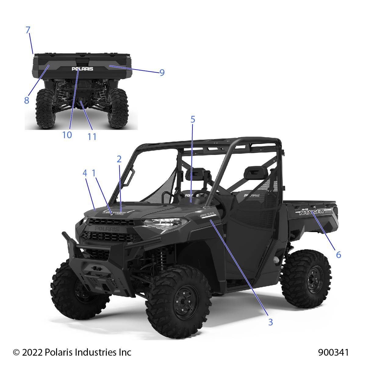 CARROSSERIE AUTOCOLLANTS DESIGN POUR RANGER DIESEL HD EPS DLX EUTRACTORAU R02 2023