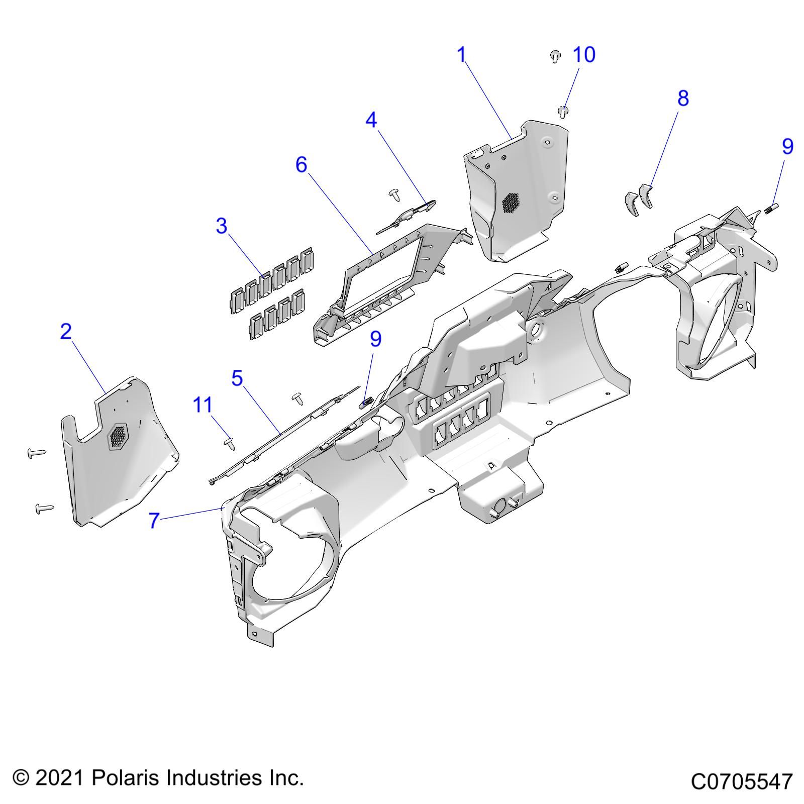 CARROSSERIE TABLEAU DE BORDS INFERIEUR POUR RZR PRO XP 4 ULTIMATE ROCKFORD LE 2022