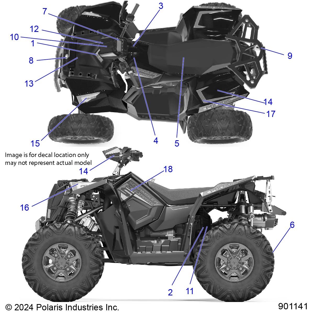 CARROSSERIE AUTOCOLLANTS POUR SCRAMBLER 1000 55 EU5 3PC 2025