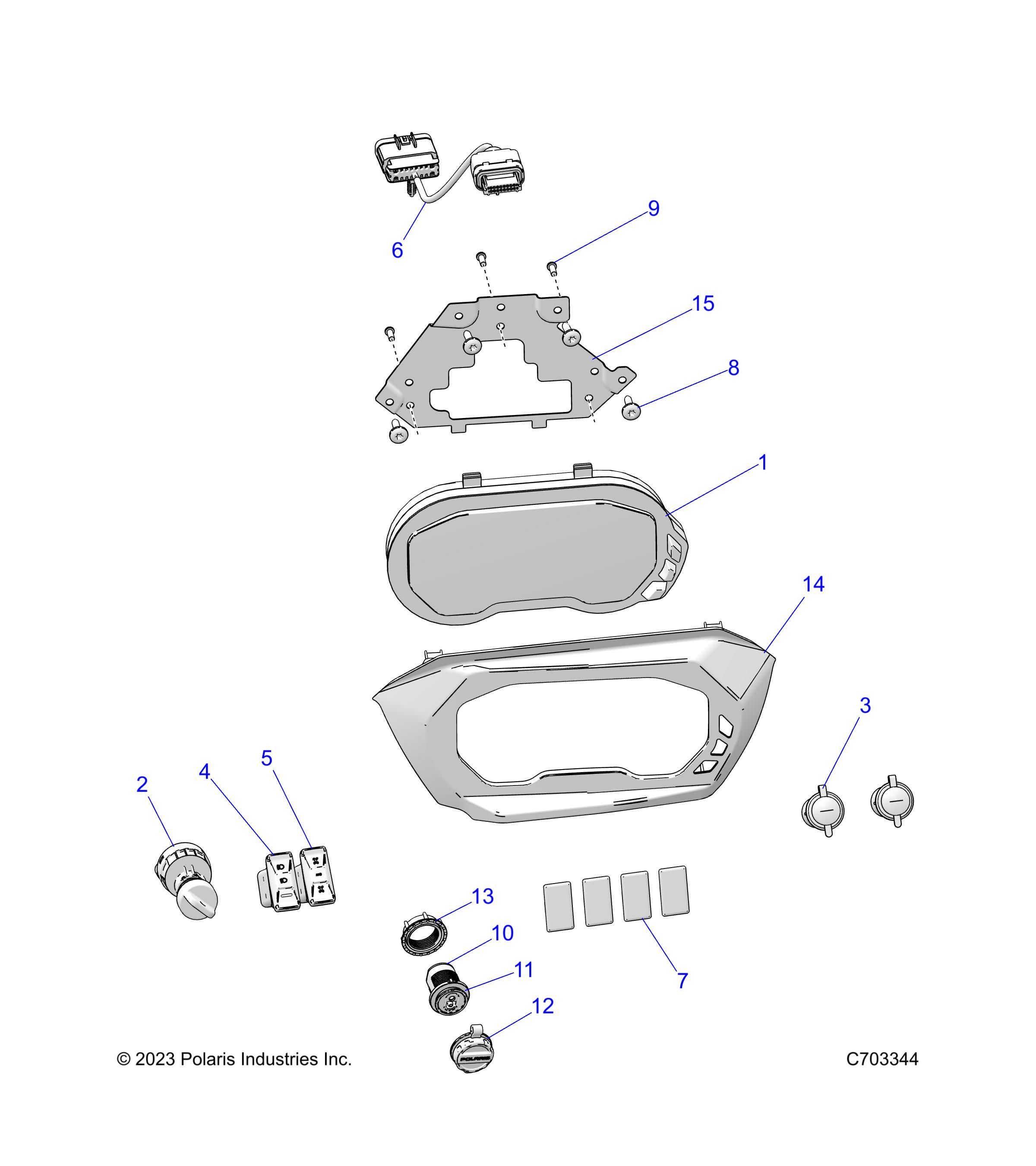 ELECTRIQUE INSTRUMENTS DU TABLEAU DE BORDS ET CONTROLEURS POUR RZR XP 1000 PREMIUM R01 2024