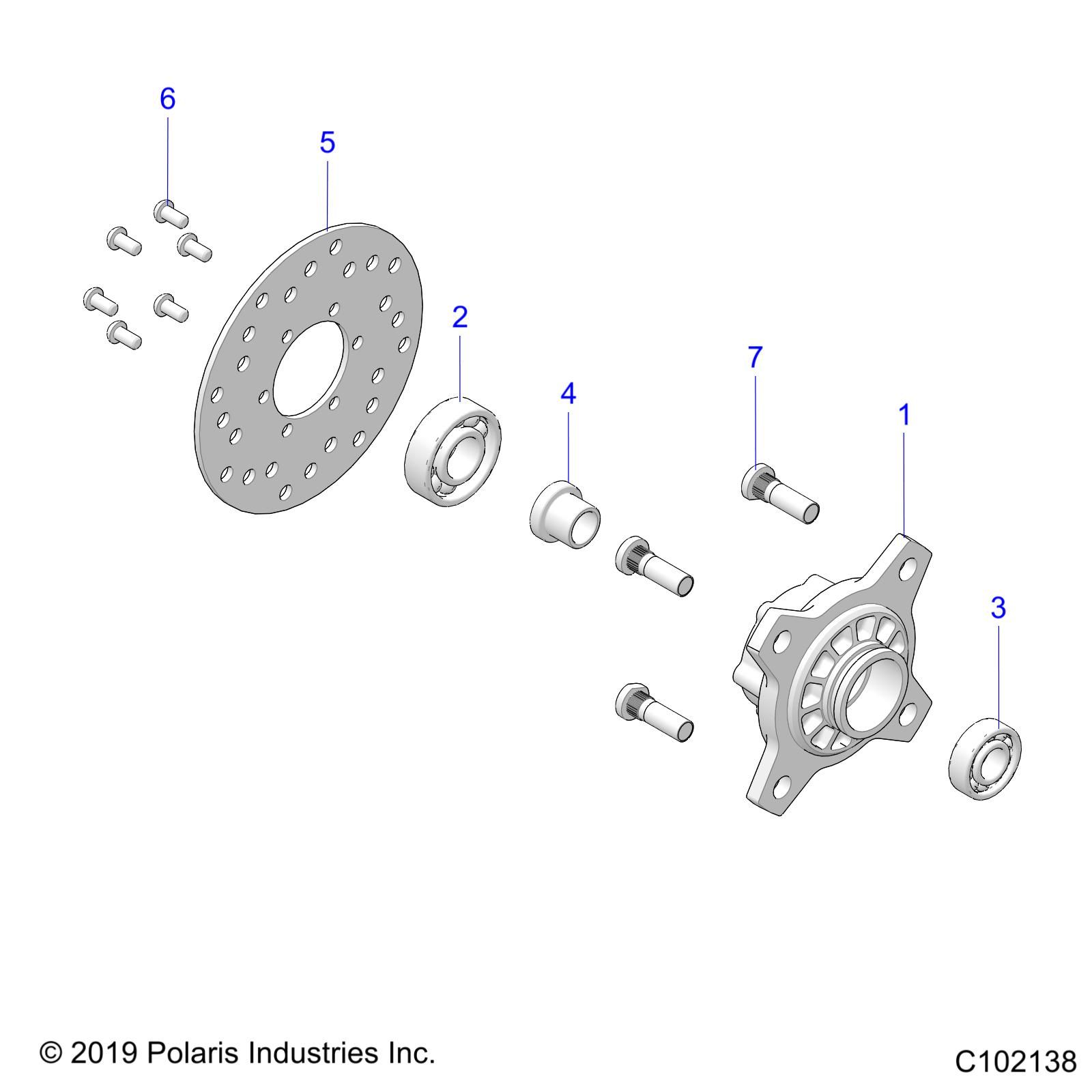WHEELS FRONT HUB AND BRAKE DISK POUR OUTLAW 70 2021