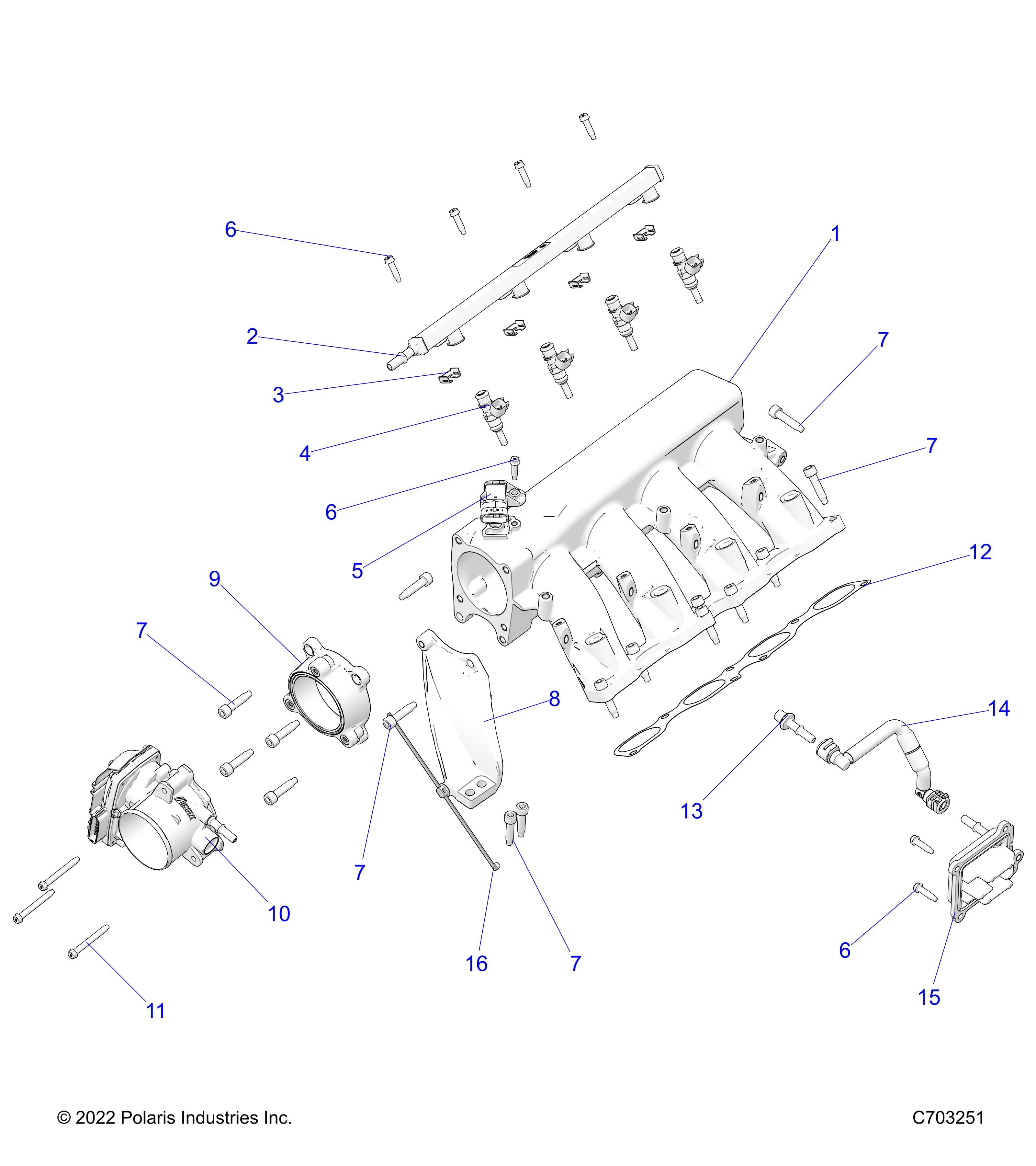 ENGINE INTAKE MANIFOLD FUEL RAIL AND RELATED POUR RZR PRO R 4 SPORT R01 2023