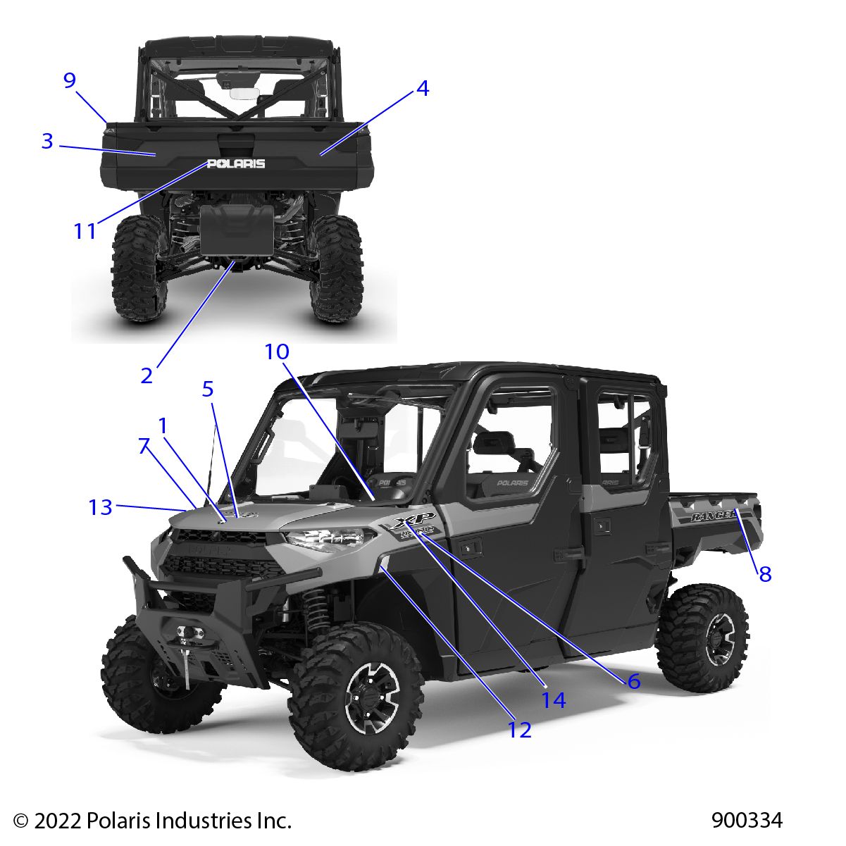 CARROSSERIE AUTOCOLLANTS GRAPHIQUE POUR RANGER CREW XP 1000 NSTR ULT 2022