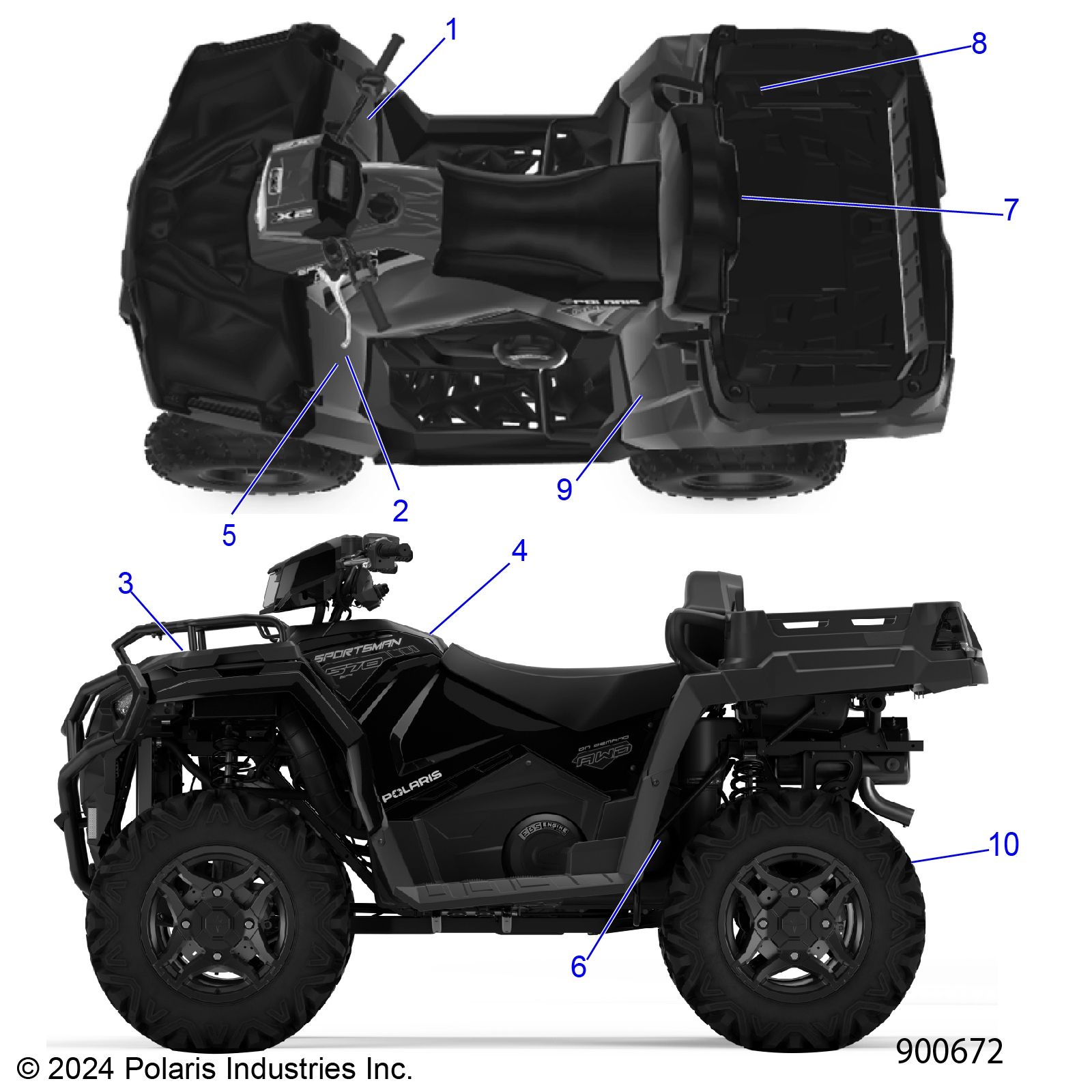 CARROSSERIE AUTOCOLLANTS STANDARD POUR SPORTSMAN TOURING 570 X2 EPS 2025