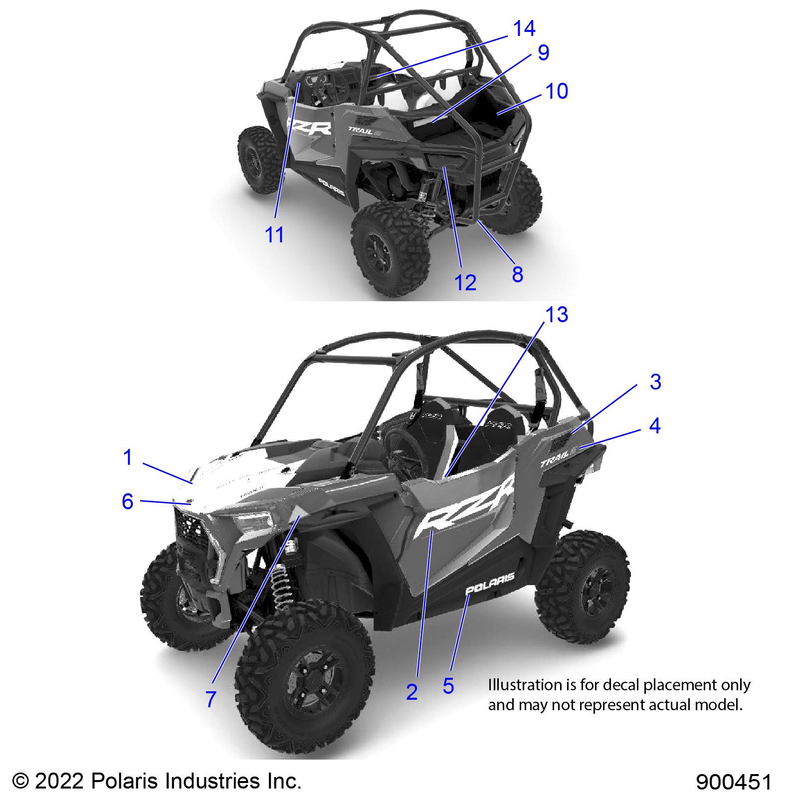 CARROSSERIE AUTOCOLLANTS POUR RZR 900 TRAIL S R01 2023