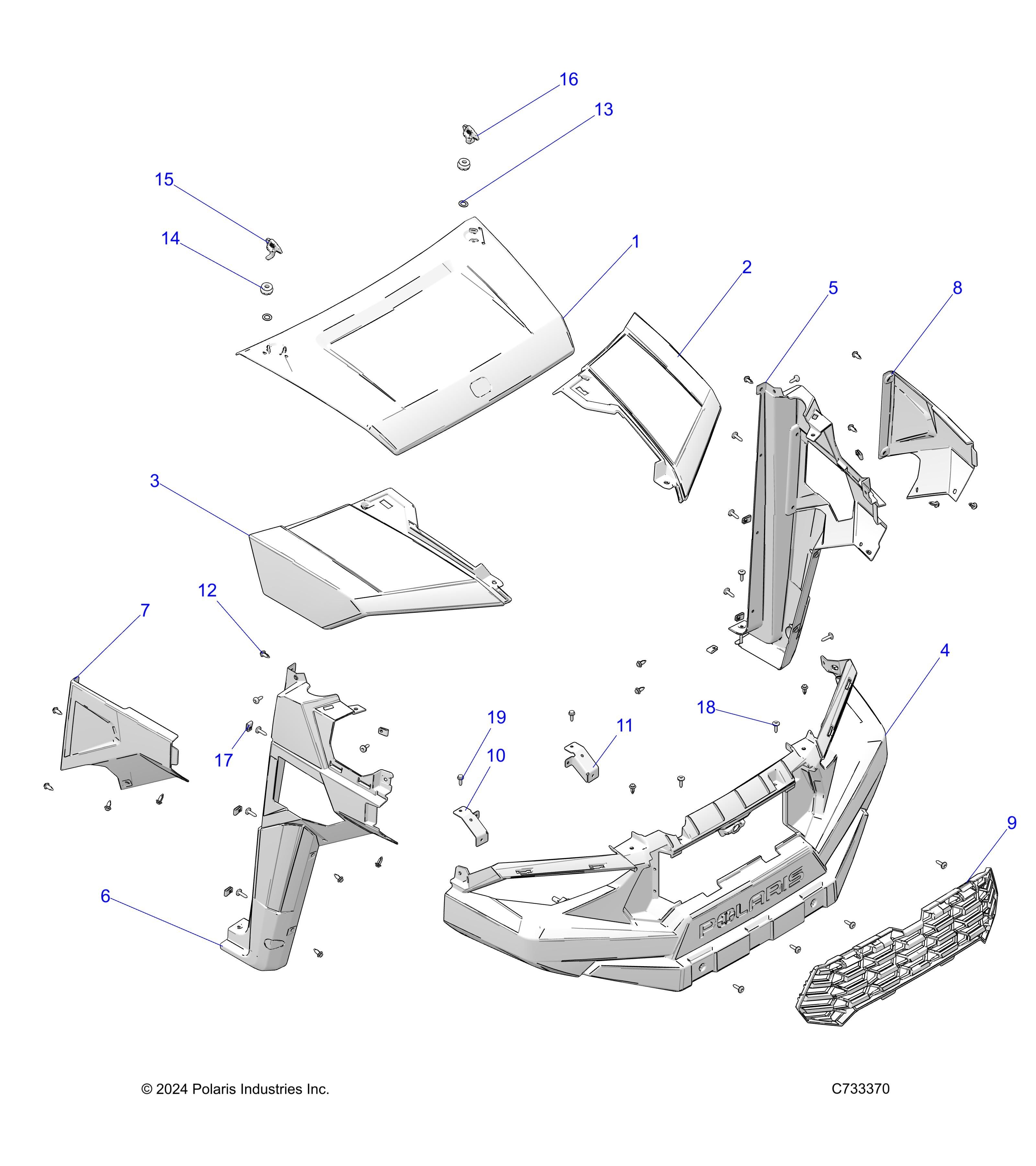 CARROSSERIE CAPOT ET GARDE BOUE AVANT POUR RANGER 570 NSTR 2025