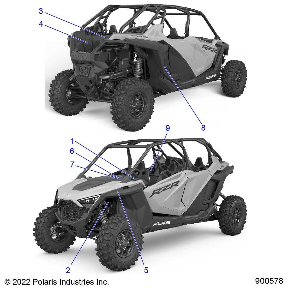 CARROSSERIE AUTOCOLLANTS STANDARD POUR RZR PRO XP 4 SPORT R01 2023