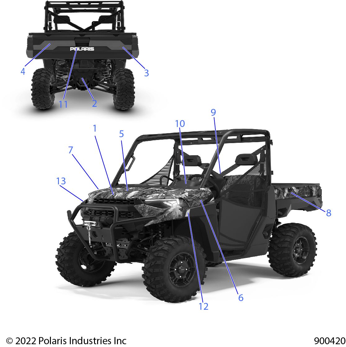 CARROSSERIE AUTOCOLLANTS DESIGN POUR RANGER XP 1000 BIG GAME EVAP 2022