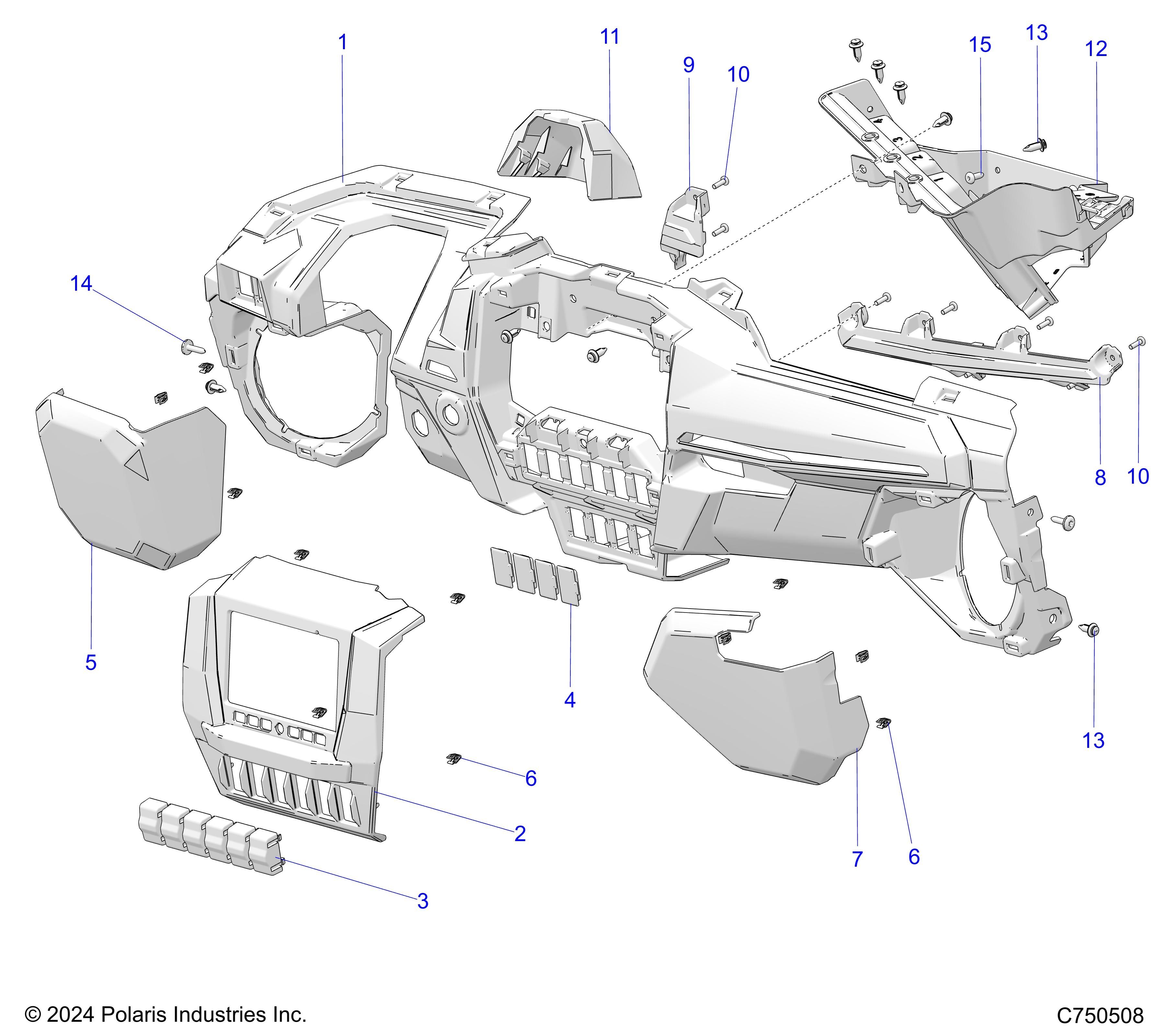CARROSSERIE TABLEAU DE BORDS INFERIEUR POUR RZR PRO R4 SPORT 2025
