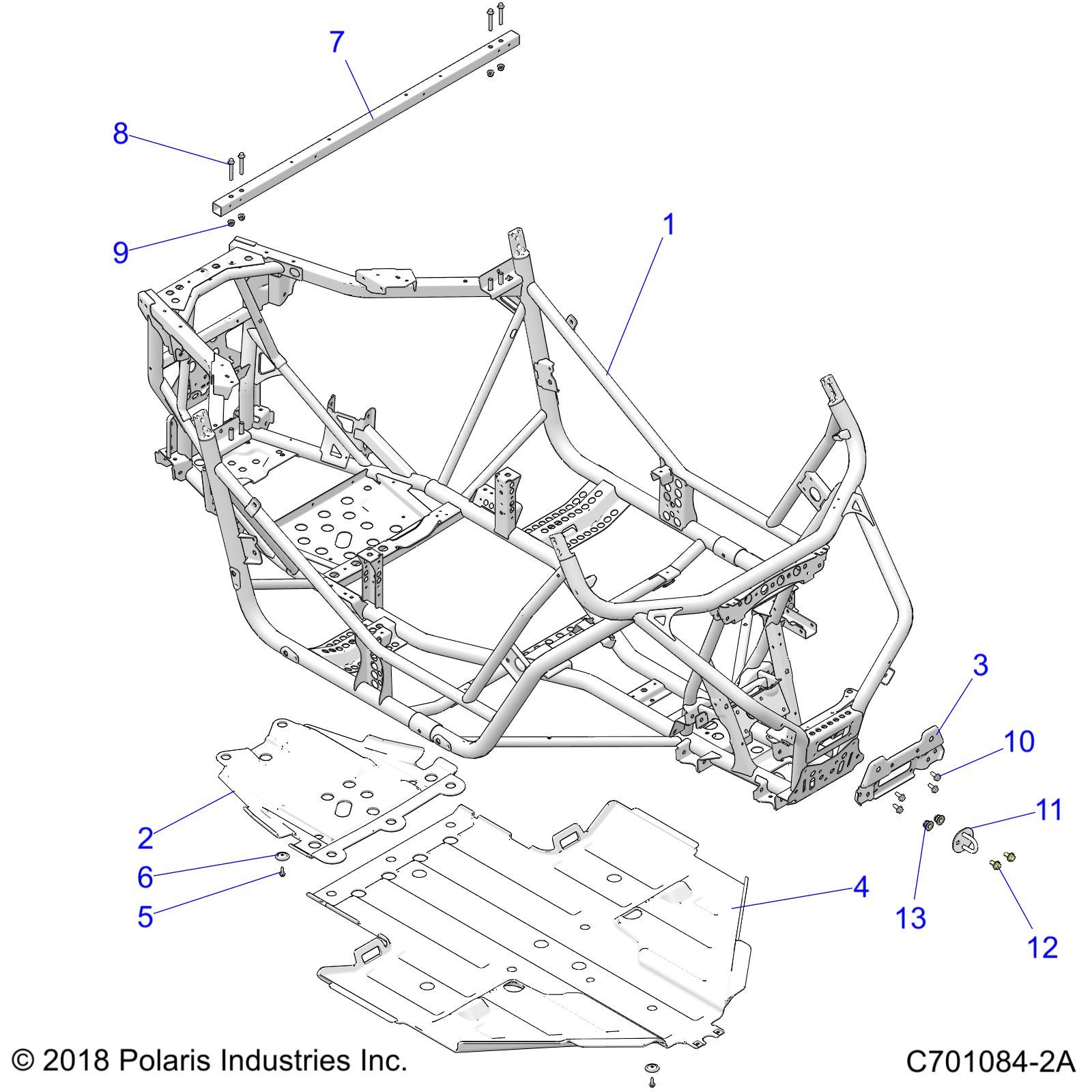 CHASSIS MAIN FRAME AND SKID PLATE POUR RZR TRAIL S 1000 EPS EUTRACTOR INTL R02 2023