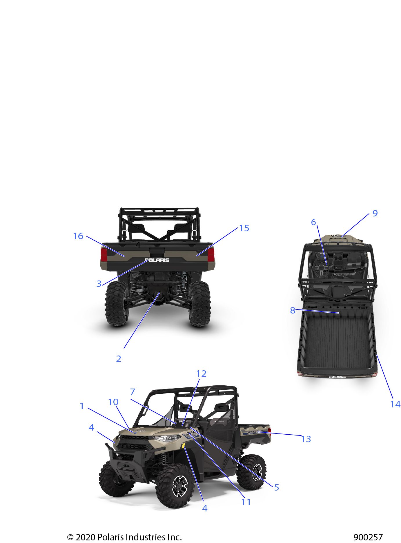 CARROSSERIE AUTOCOLLANTS POUR RANGER 1000 PS HD 2021