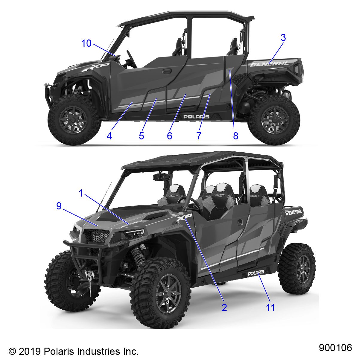 CARROSSERIE AUTOCOLLANTS POUR GENERAL 4 1000 EPS EU 2020