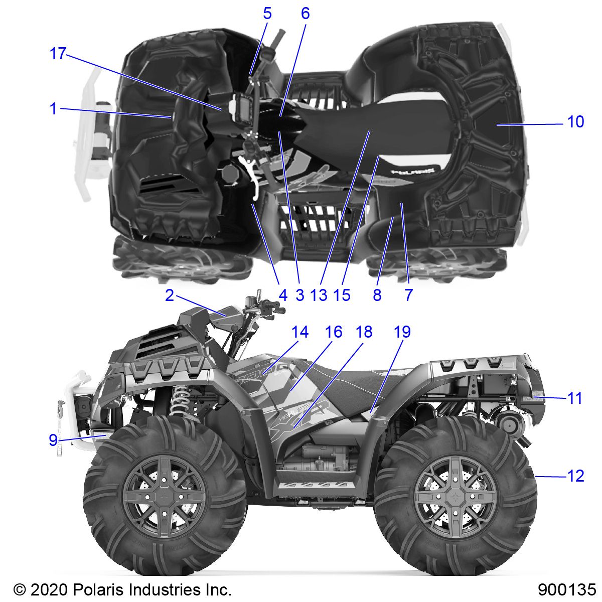 CARROSSERIE AUTOCOLLANTS POUR SPORTSMAN XP 1000 HIGH LIFTER 2021