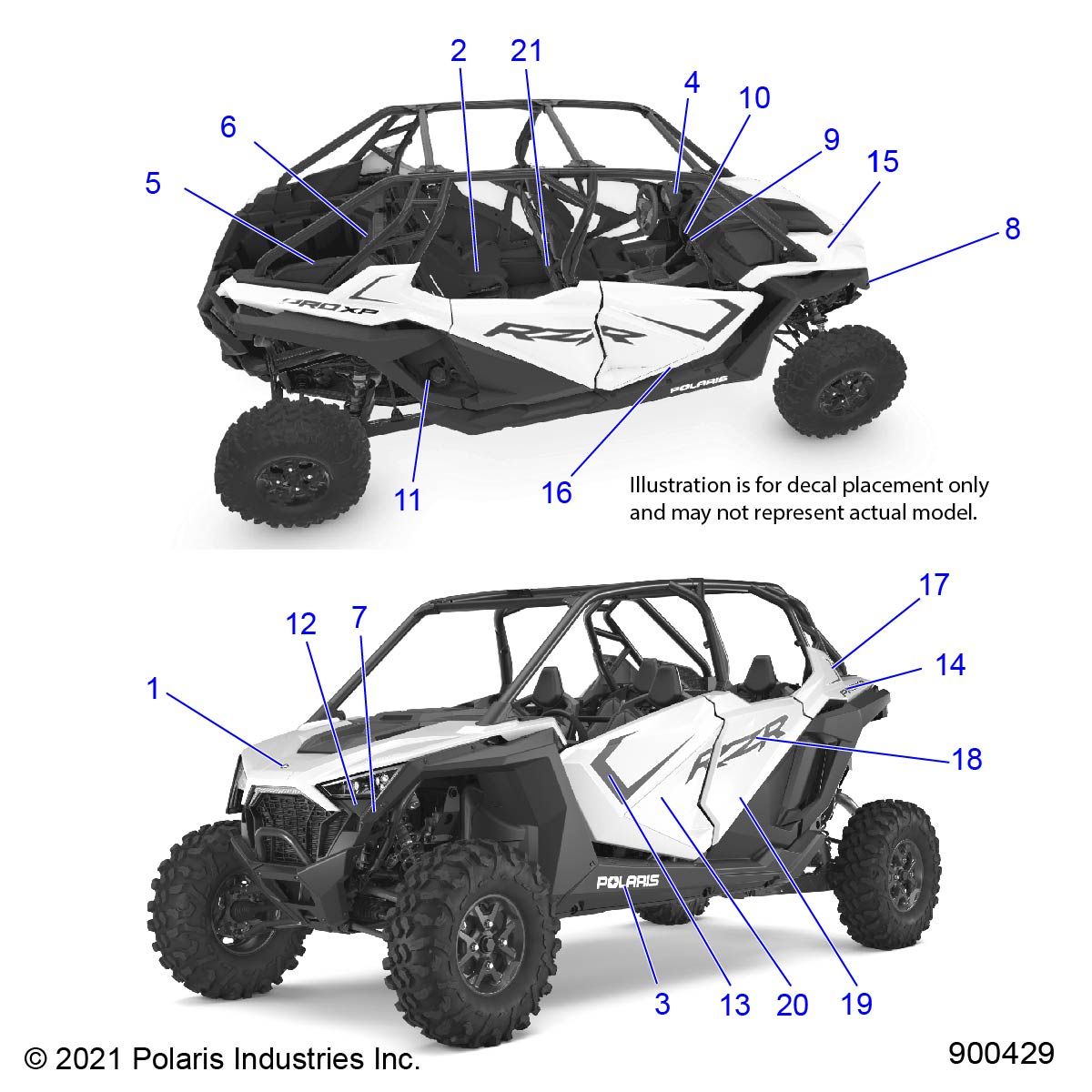 CARROSSERIE AUTOCOLLANTS STANDARD POUR RZR PRO XP SPORT 2022