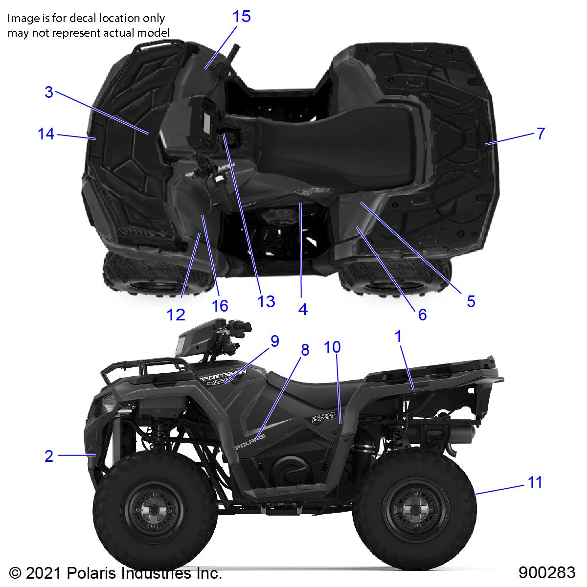 CARROSSERIE AUTOCOLLANTS POUR SPORTSMAN 450 HO 2021