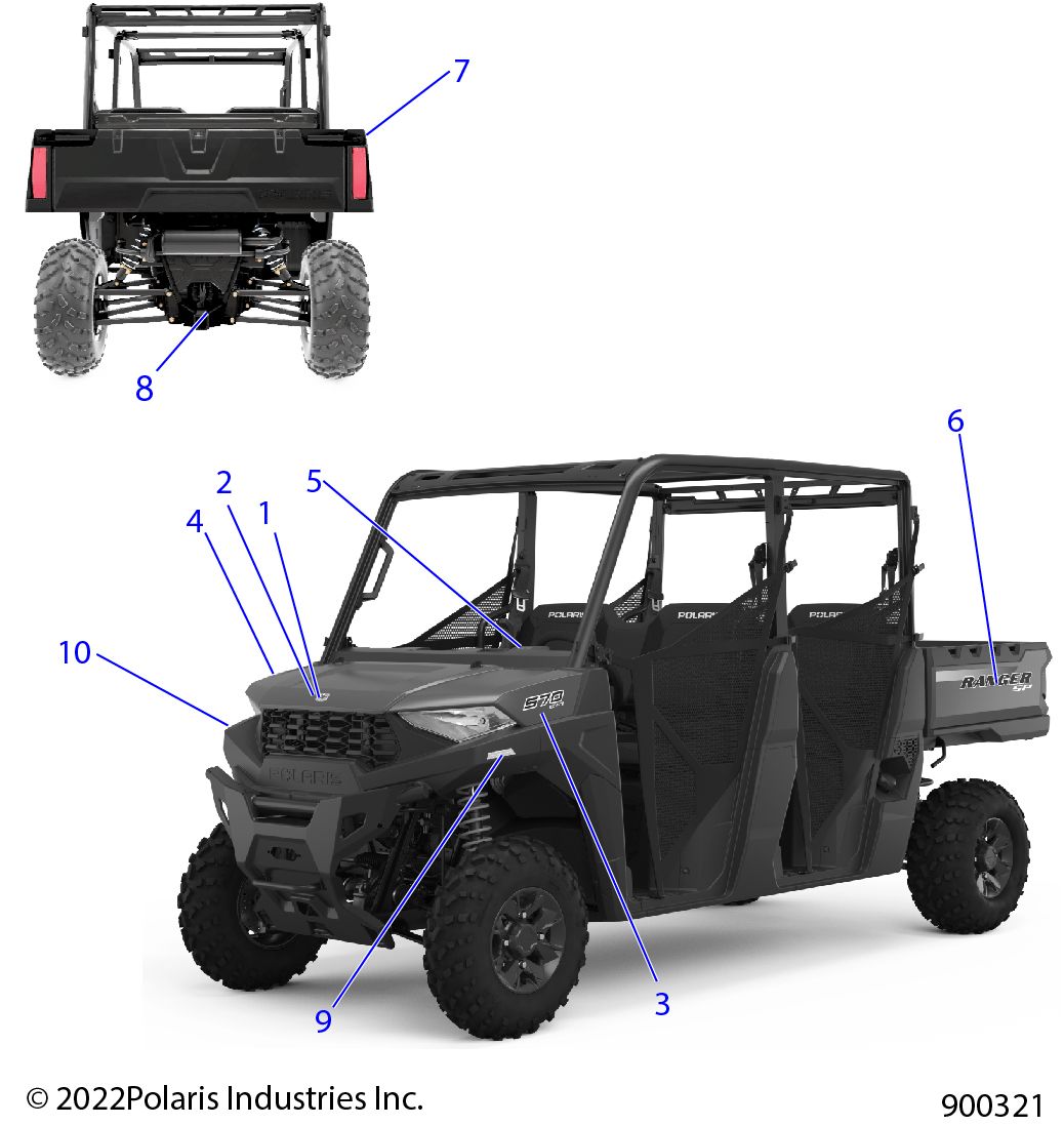 CARROSSERIE AUTOCOLLANTS GRAPHIQUE POUR RANGER CREW 570 2022