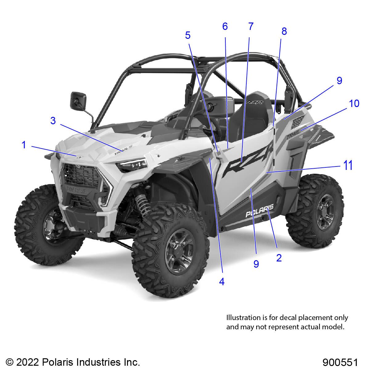 CARROSSERIE AUTOCOLLANTS DESIGN POUR RZR TRAIL S 1000 EPS 2023