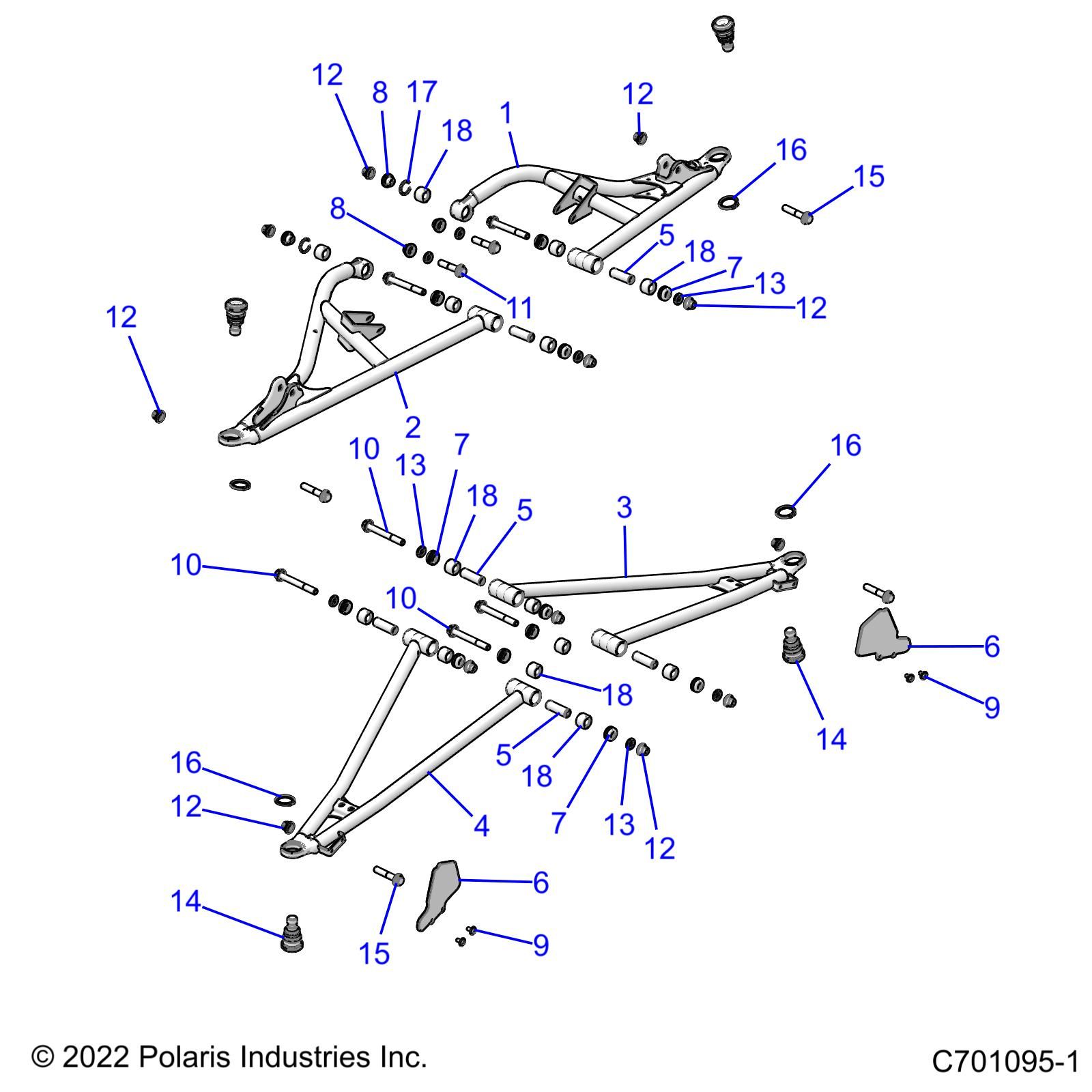 SUSPENSION FRONT CONTROL ARMS POUR RZR XP 4 1000 MD INTL R01 2023