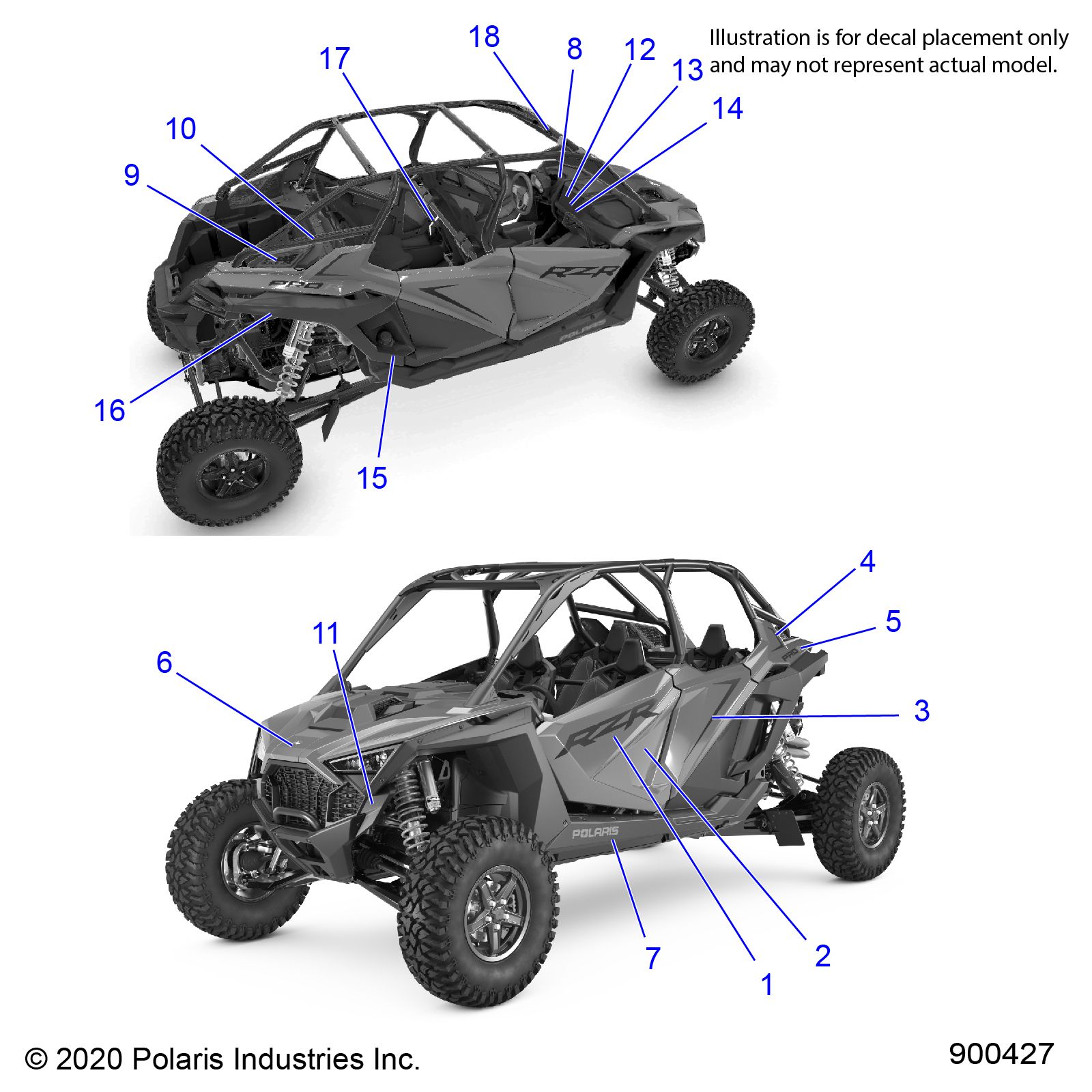 CARROSSERIE AUTOCOLLANTS POUR RZR PRO R4 RCPREMIUM 2022