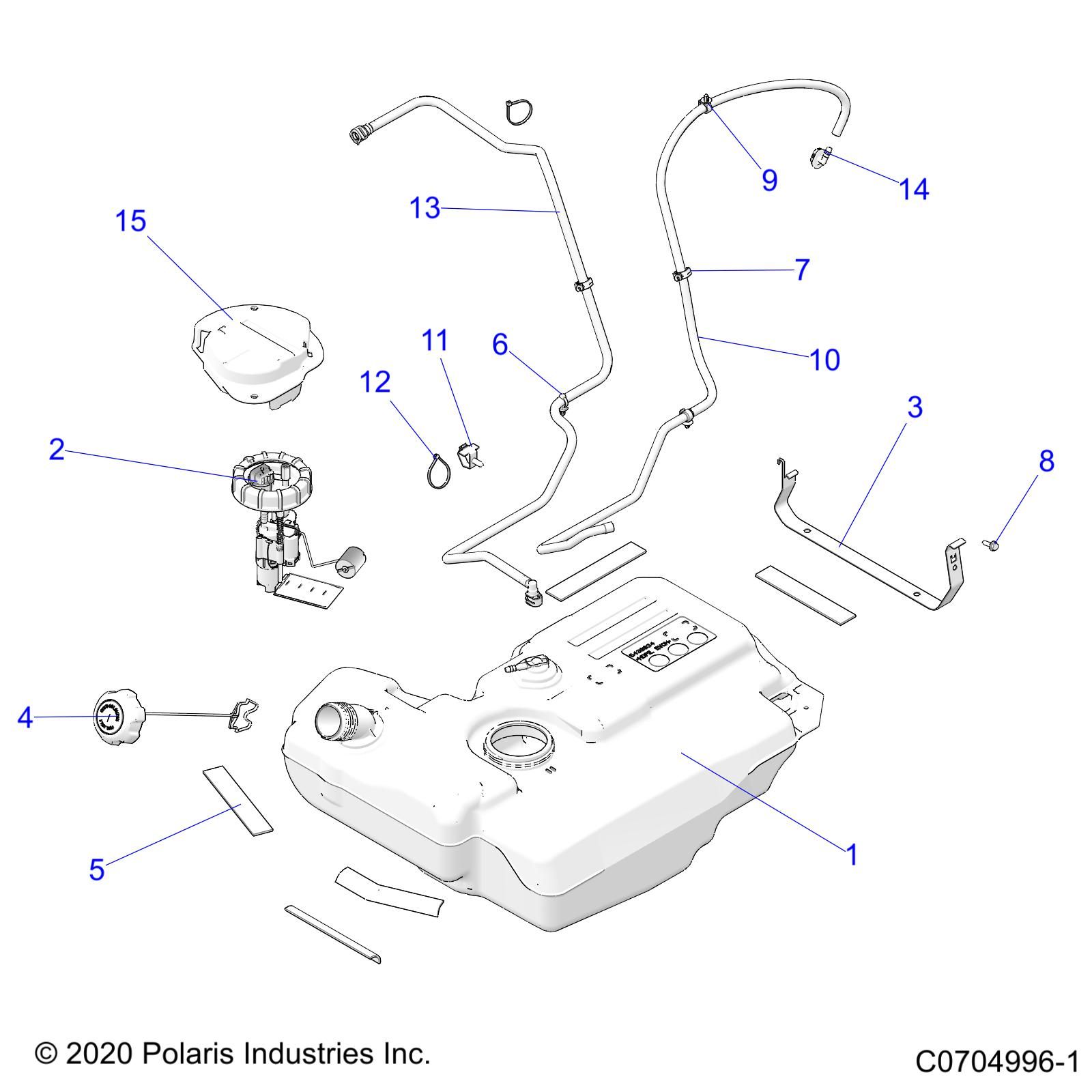 FUEL SYSTEM FUEL TANK AND RELATED POUR RZR 900 TRAIL 2022