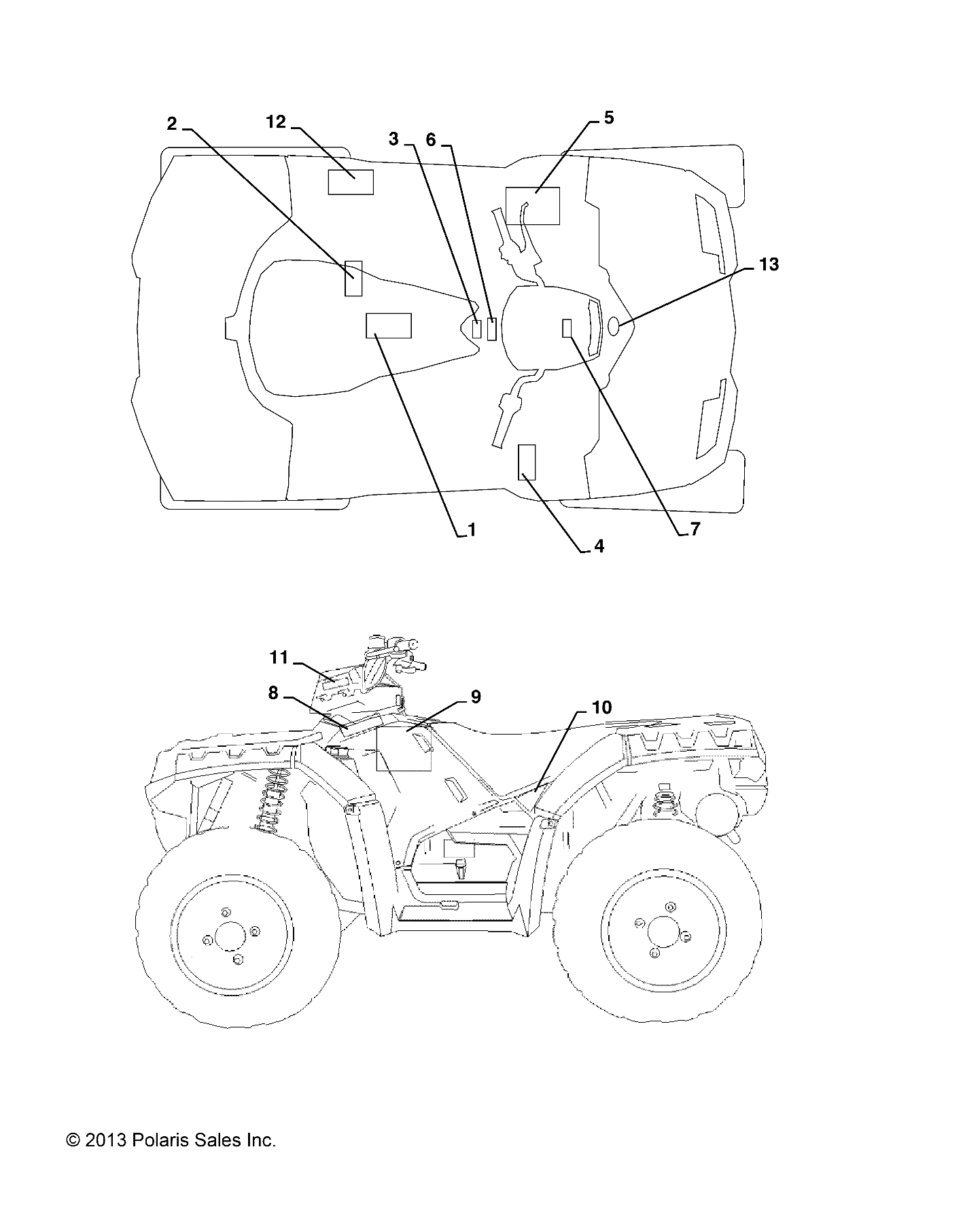 CARROSSERIE AUTOCOLLANTS POUR SPORTSMAN 850 WV 2014