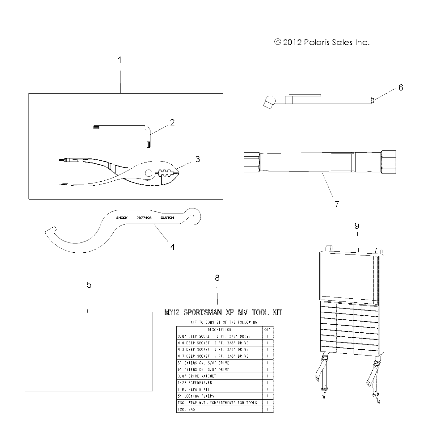 OUTILS KIT OUTILS POUR SPORTSMAN 850 WV 2014