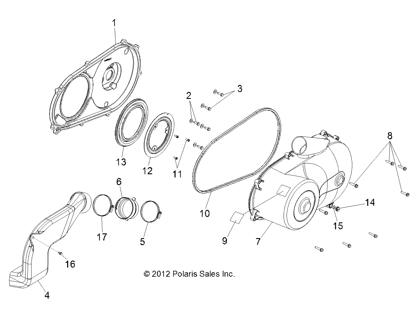 TRANSMISSION CARTER DEMBRAYAGE POUR RANGER 800 EFI MIDSIZE 2013