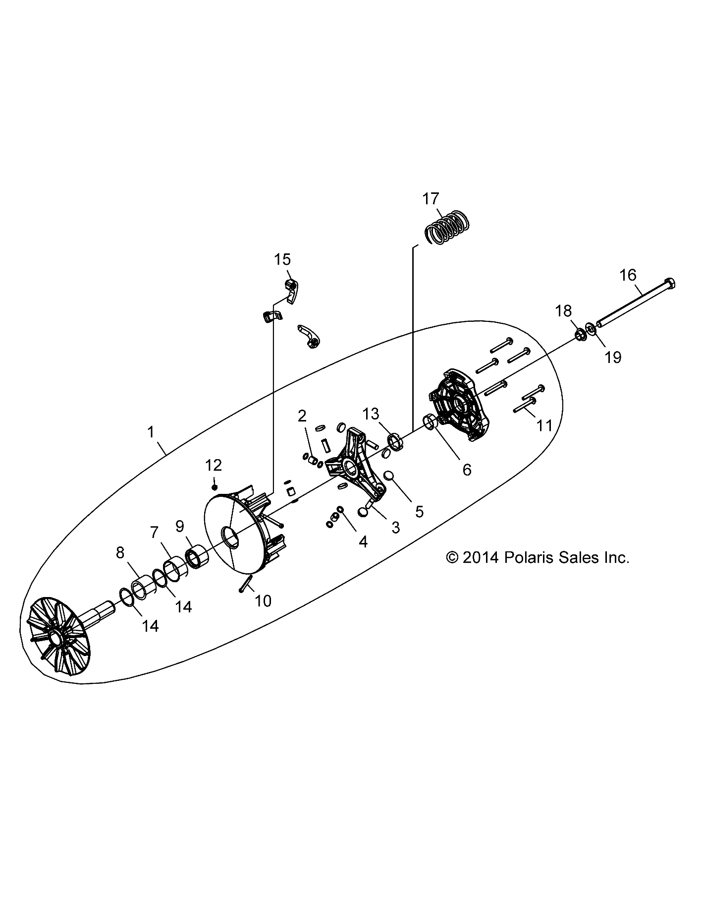 TRANSMISSION EMBRAYAGE PRIMAIRE POUR RZR 900 60 INCH ALL OPTIONS 2015
