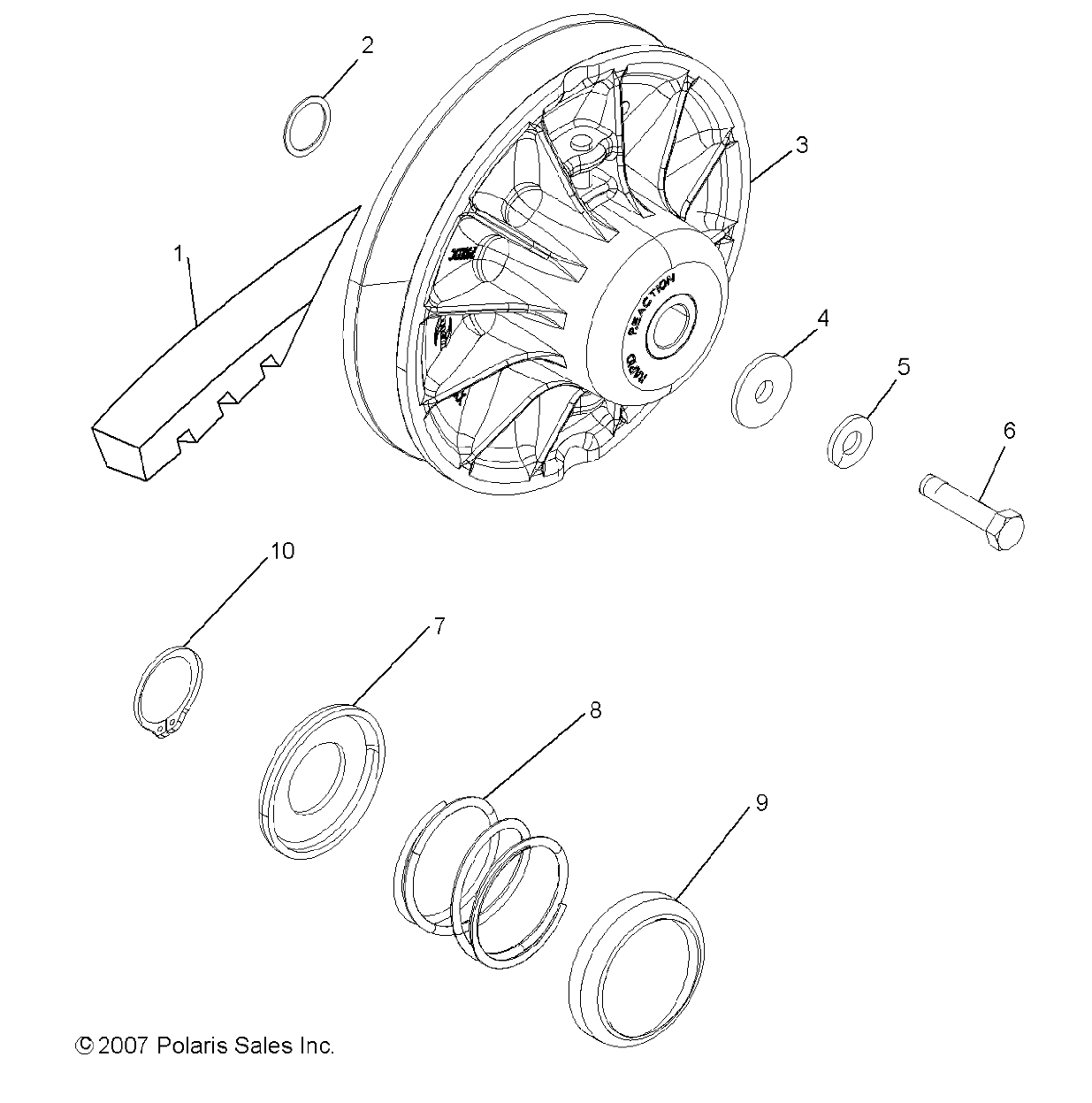 TRANSMISSION EMBRAYAGE SECONDAIRE POUR RANGER XP 800 2012