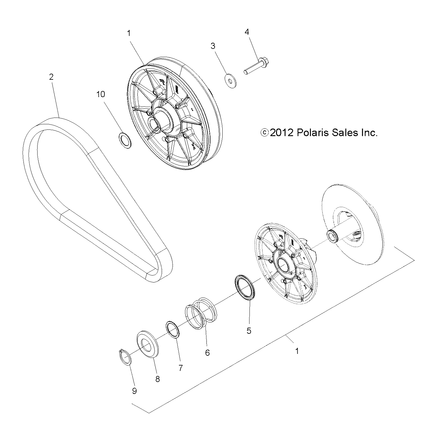 TRANSMISSION EMBRAYAGE SECONDAIRE POUR RANGER 900 XP ALL OPTIONS 2013