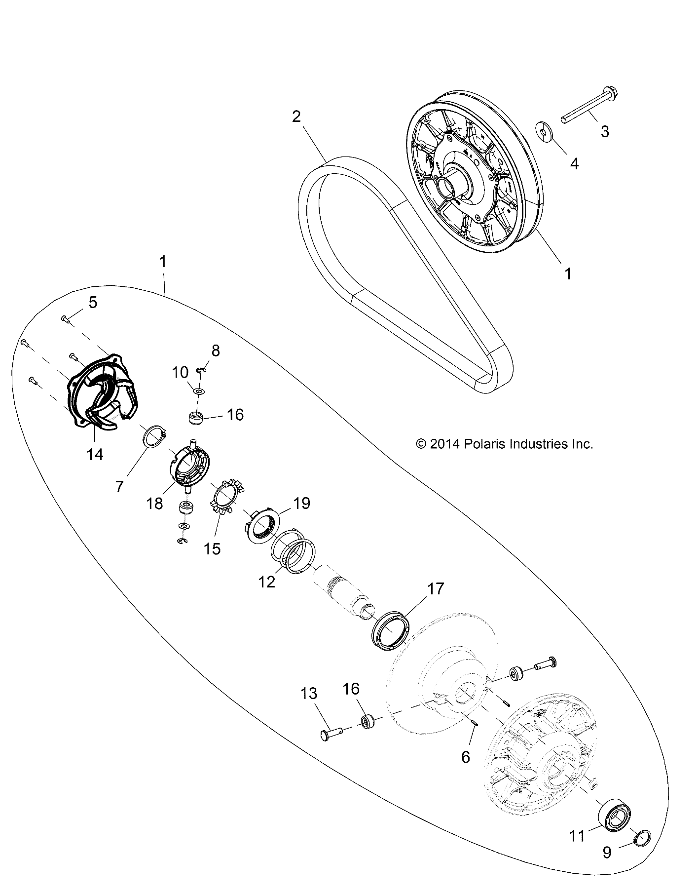TRANSMISSION EMBRAYAGE SECONDAIRE POUR RZR XP 4 1000 2015