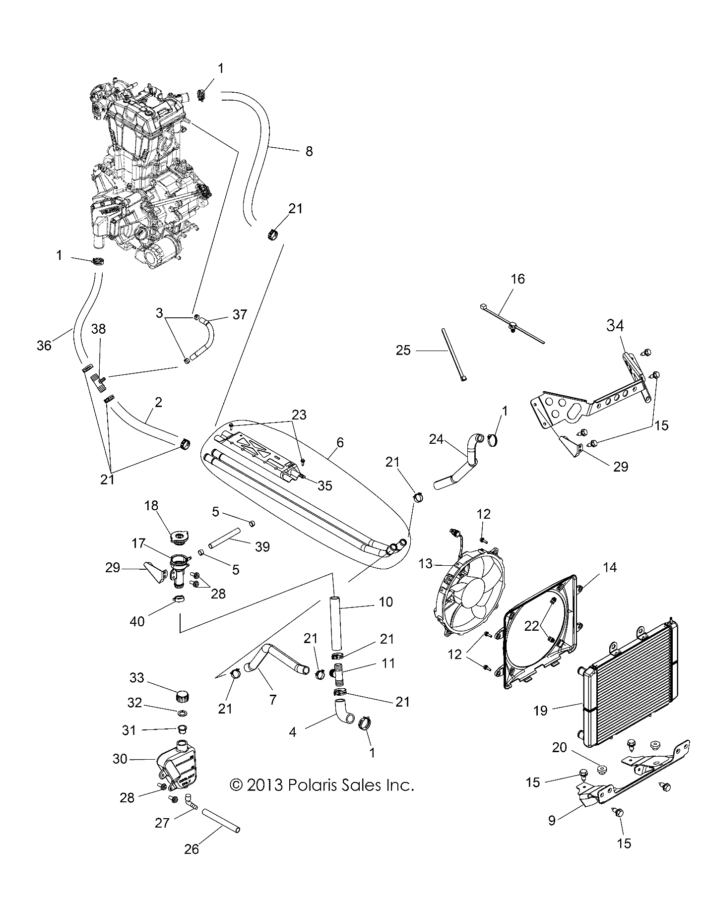 MOTEUR SYSTEME DE REFROIDISSEMENT POUR RZR 570 EU 2015