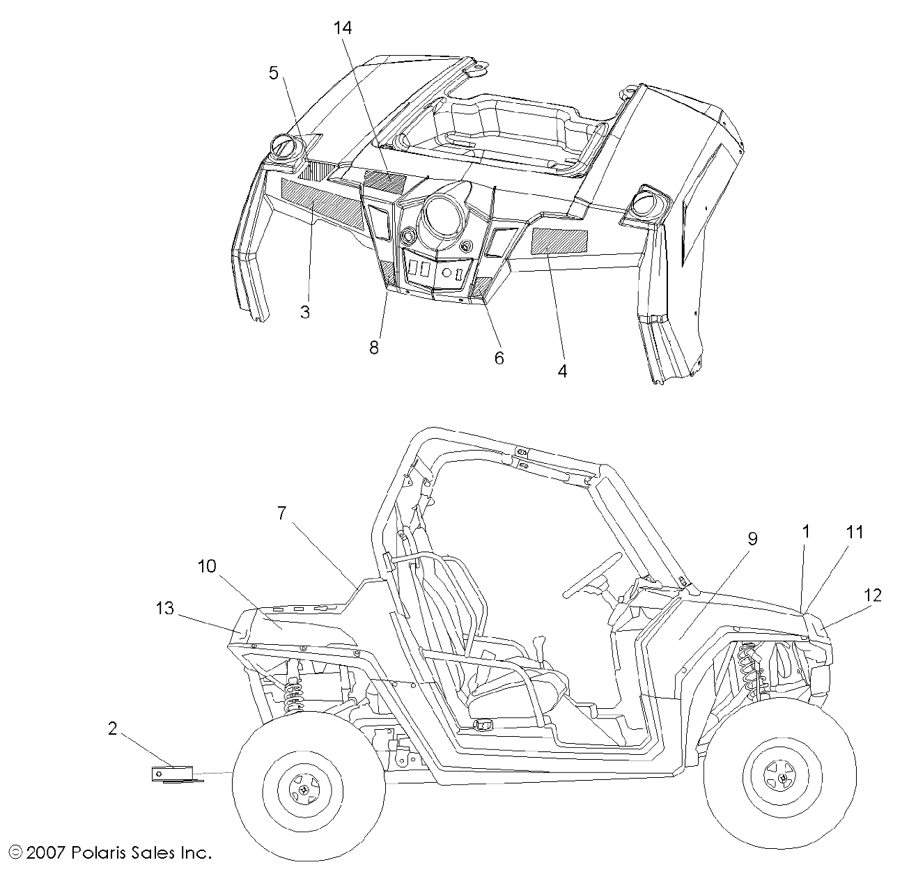 CARROSSERIE AUTOCOLLANTS POUR RZR 800 EFI 2008