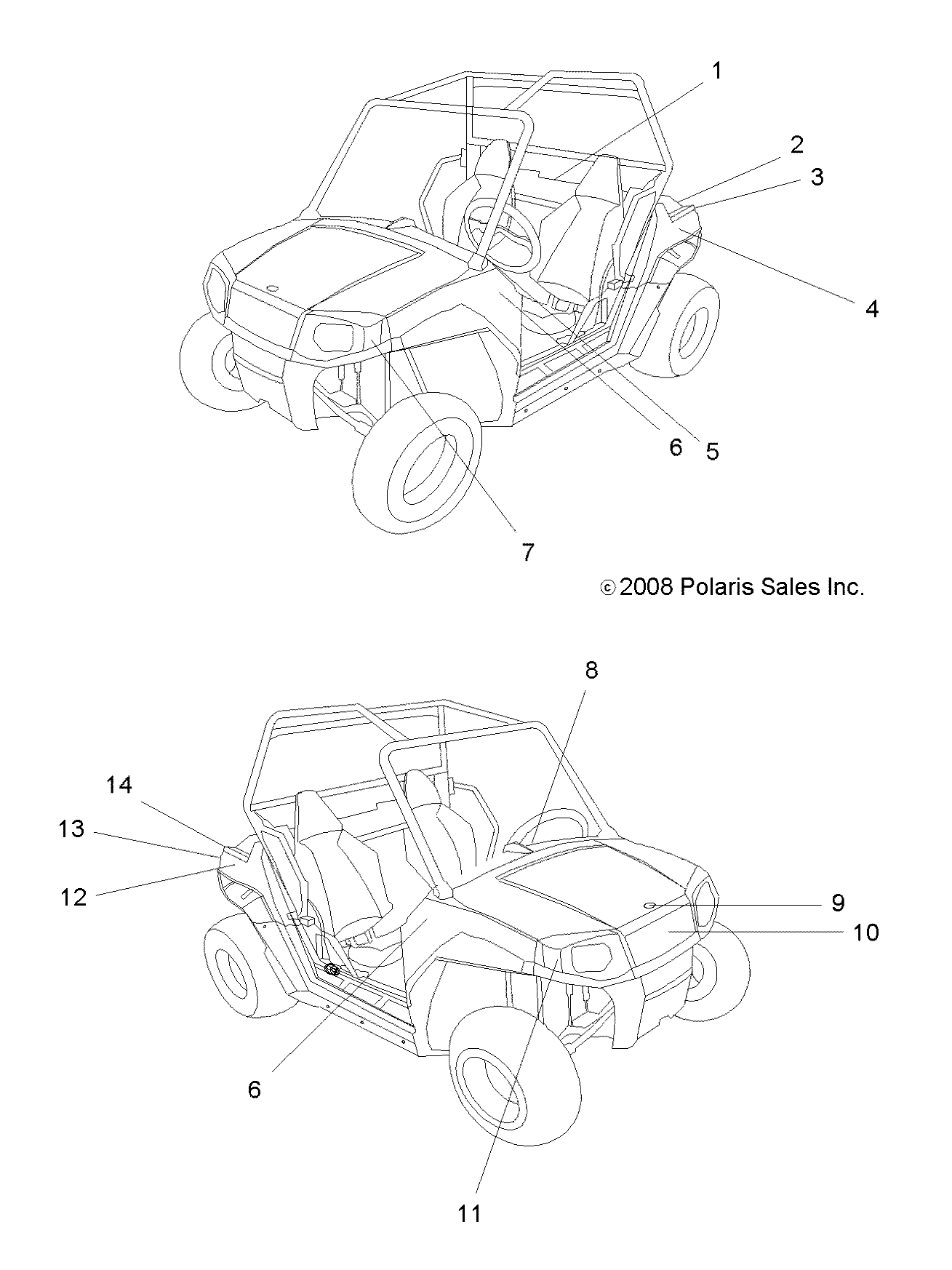 CARROSSERIE AUTOCOLLANTS ROUGE POUR RZR 170 2010