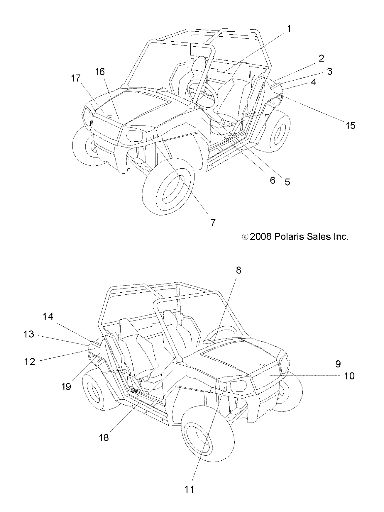 CARROSSERIE AUTOCOLLANTS ROSE POUR RZR 170 2009