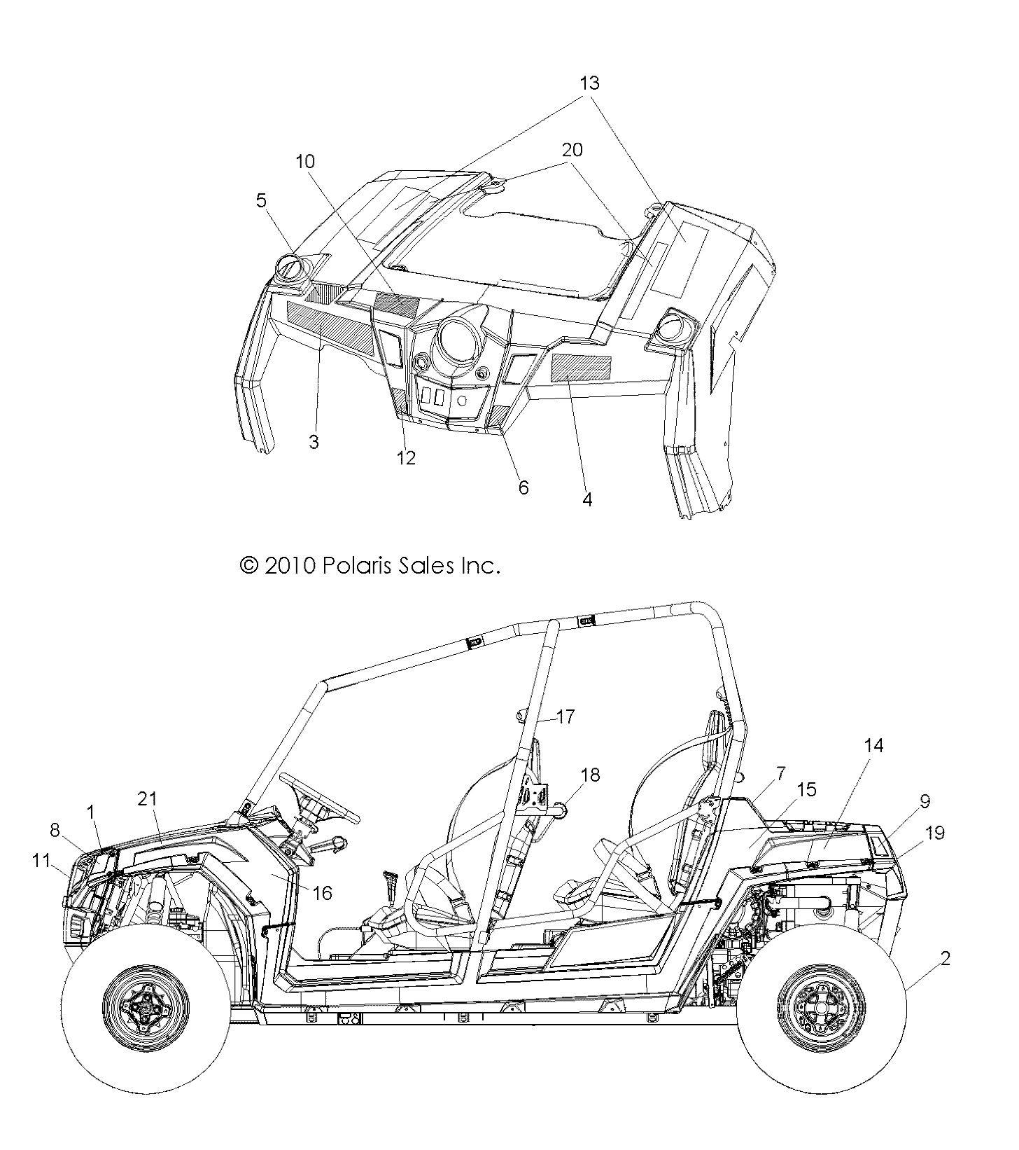 CARROSSERIE AUTOCOLLANTS POUR RZR 4EPS RGE 2011