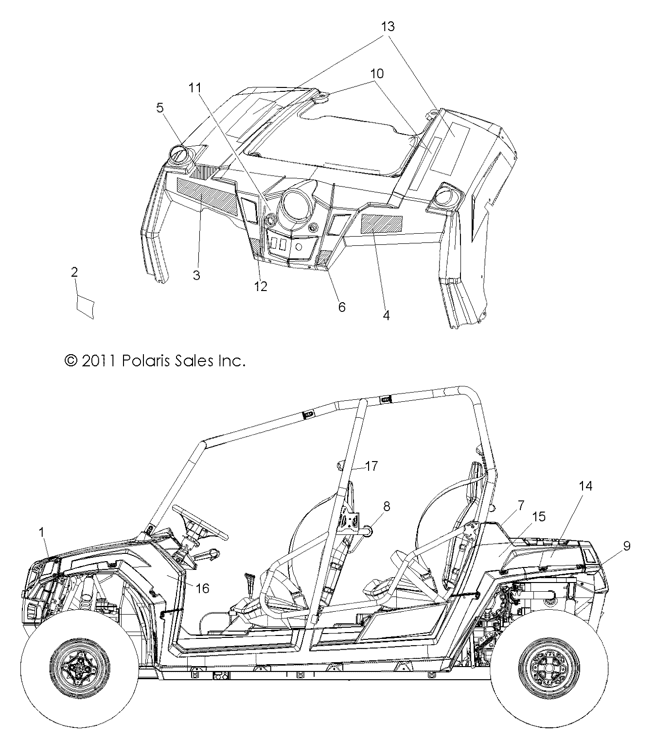 CARROSSERIE AUTOCOLLANTS POUR RZR 4 INTL 2011