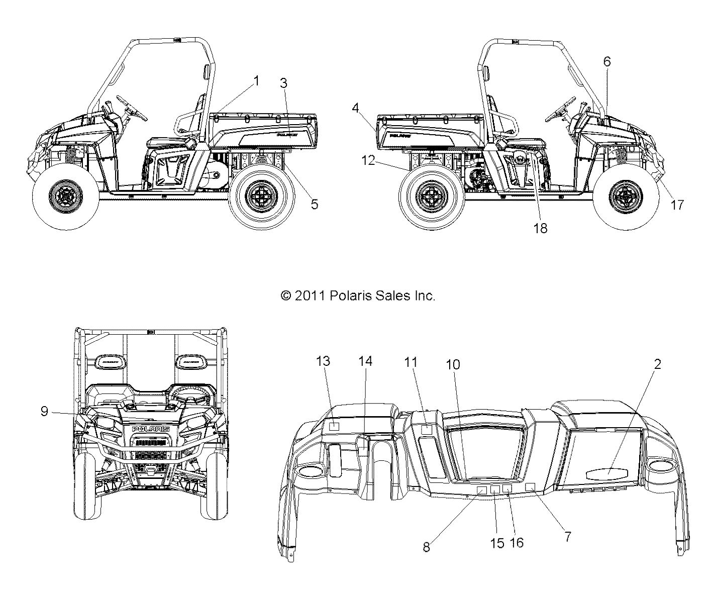 CARROSSERIE AUTOCOLLANTS POUR RANGER 900 DIESEL 2012
