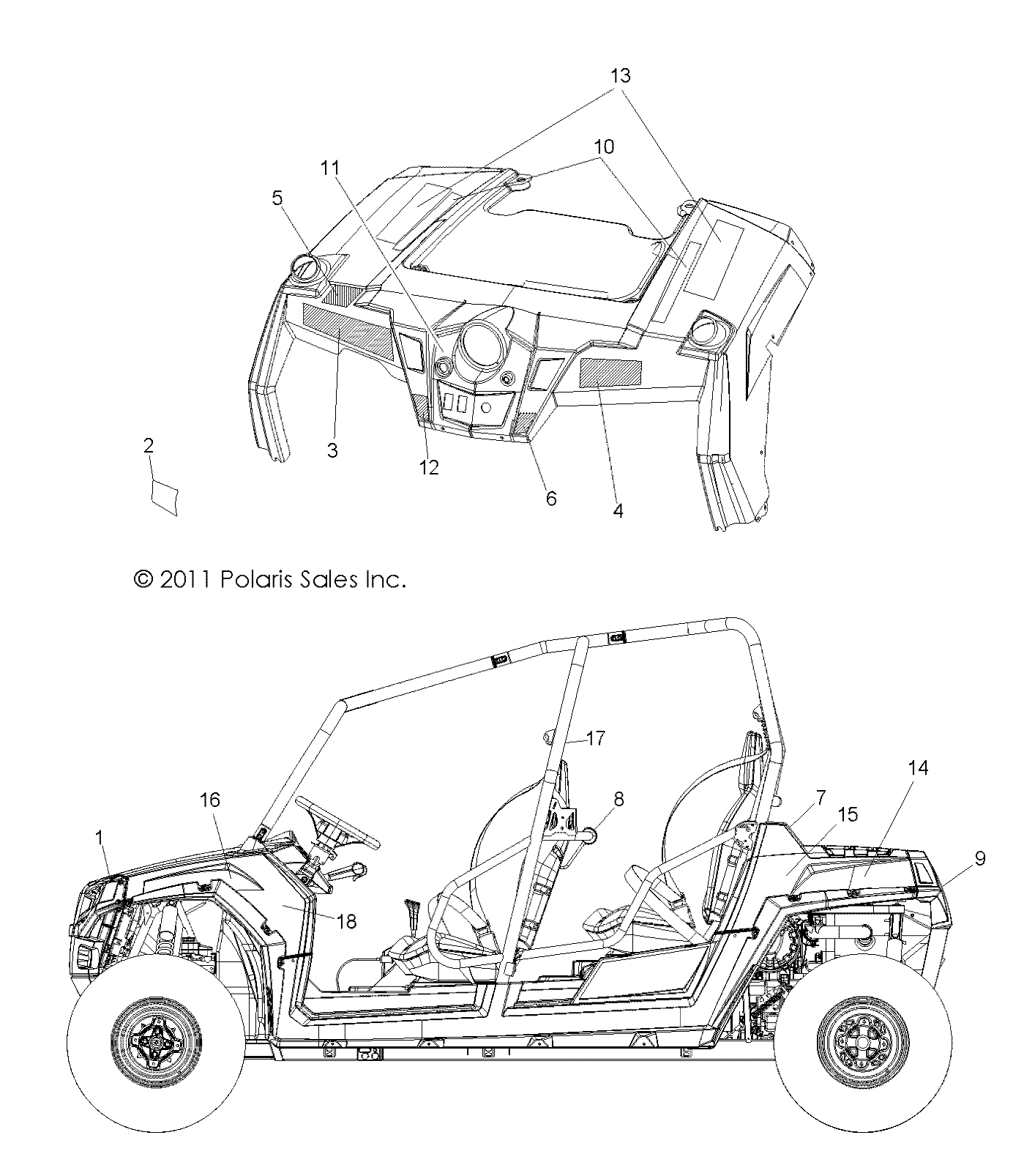 CARROSSERIE AUTOCOLLANTS POUR RZR 4 800 EFI EPS INTL 2012