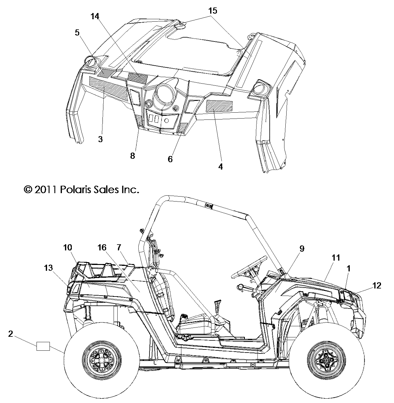 CARROSSERIE AUTOCOLLANTS POUR RZR 800 EFIEPS 2012