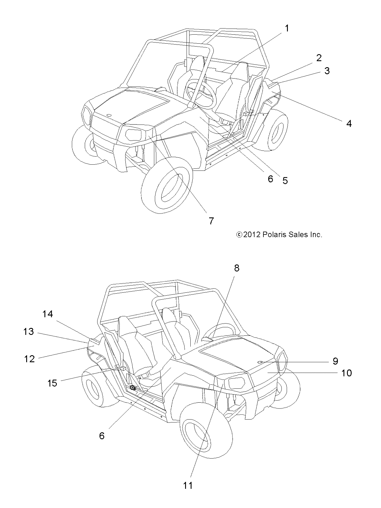 CARROSSERIE AUTOCOLLANTS POUR RZR 170 2013