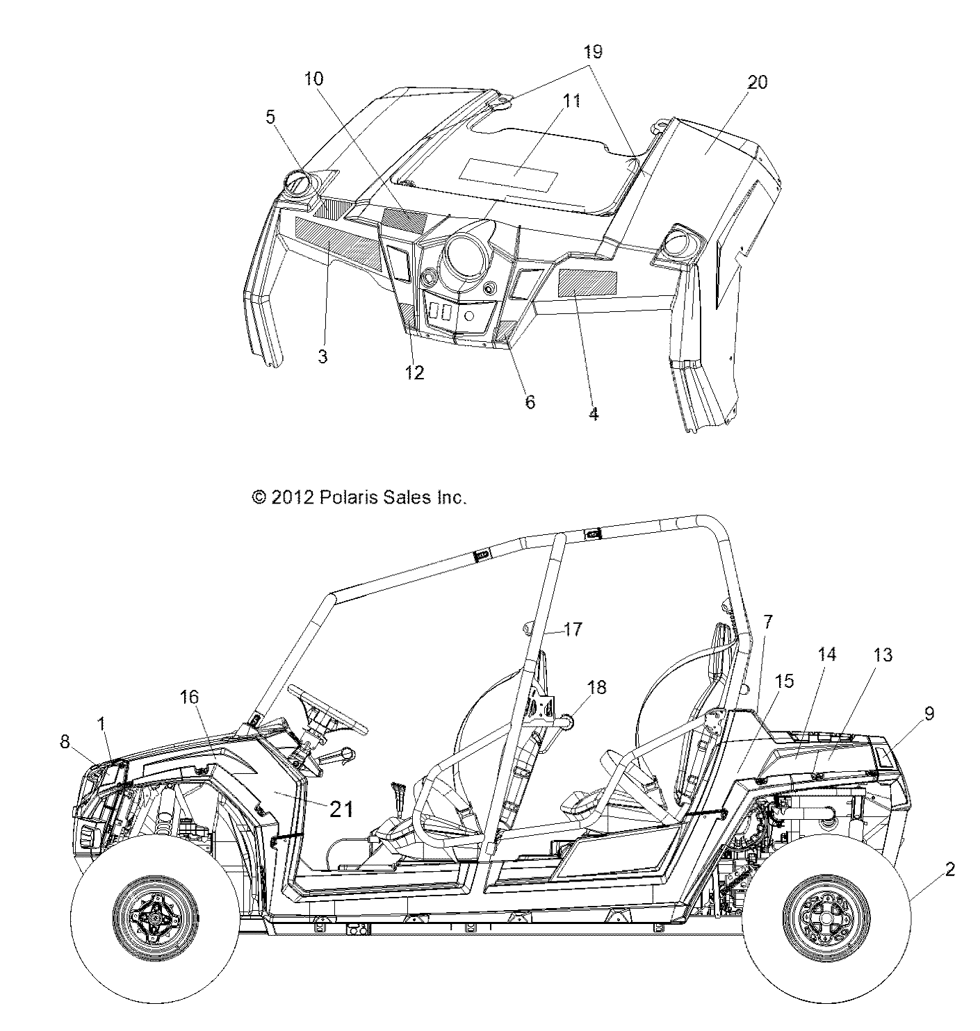 CARROSSERIE AUTOCOLLANTS POUR RZR 4 800 EFI 2013