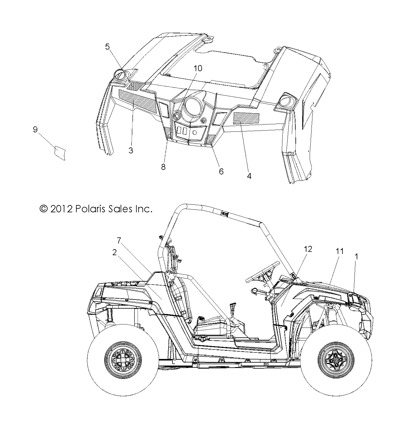 CARROSSERIE AUTOCOLLANTS POUR RZR S 800 EFI ISRAEL 2013