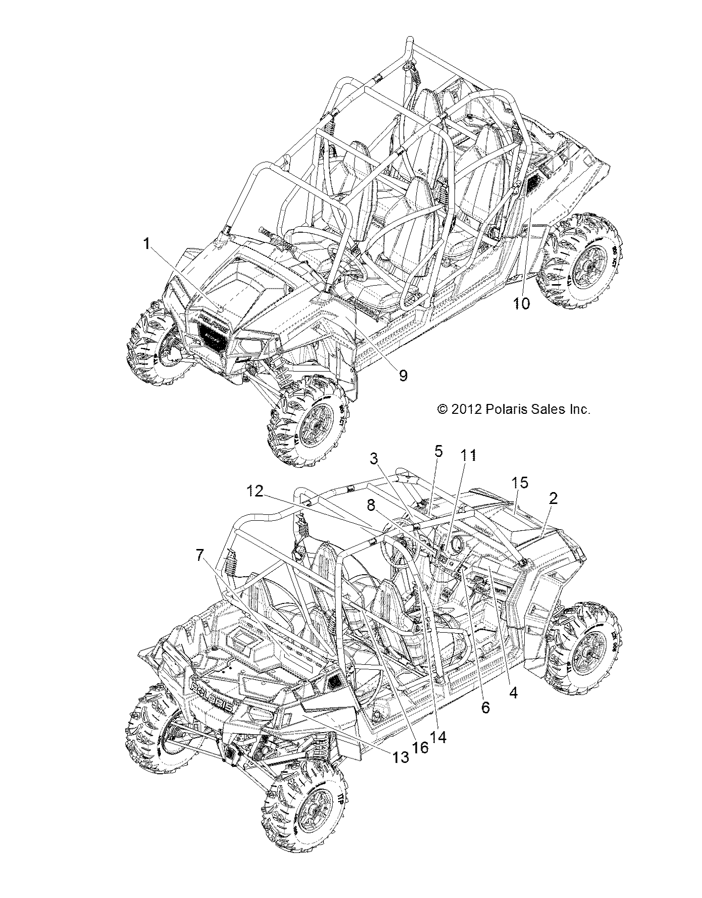 CARROSSERIE AUTOCOLLANTS POUR RZR 4 XP 900 PS 2013
