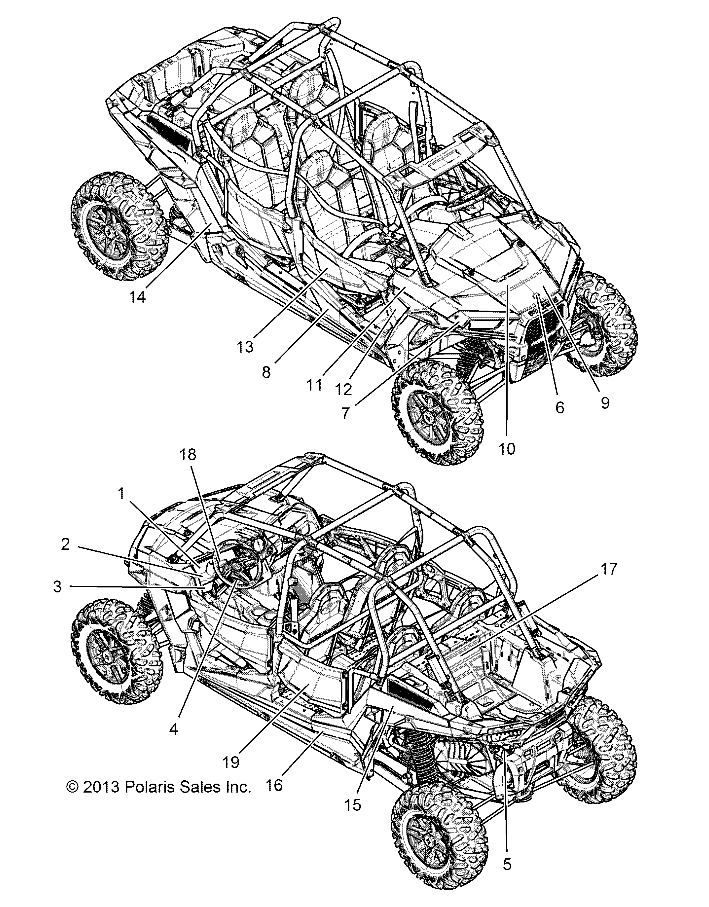 CARROSSERIE AUTOCOLLANTS POUR RZR XP 4 1000PS 2014