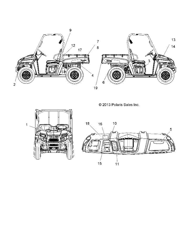 CARROSSERIE AUTOCOLLANTS POUR RANGER 570 EFI 2014